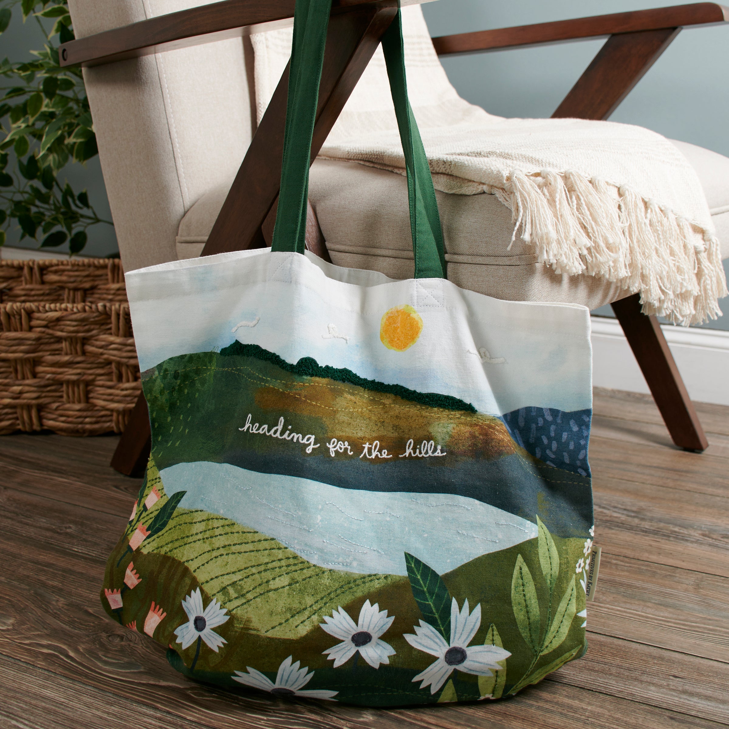 Whimsical 'Heading For The Hills' Cotton Tote Bag for Outdoor Adventures