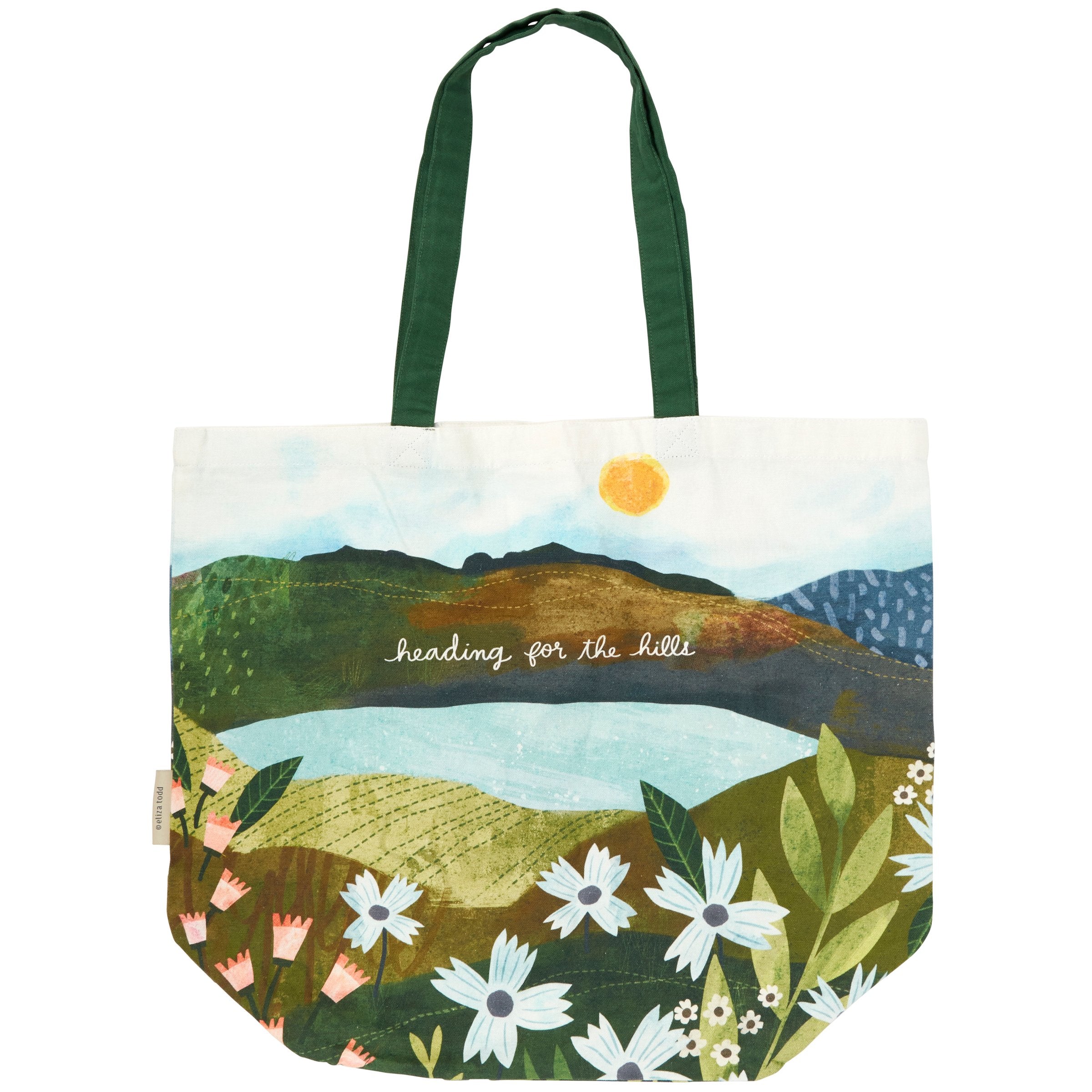 Whimsical 'Heading For The Hills' Cotton Tote Bag for Outdoor Adventures