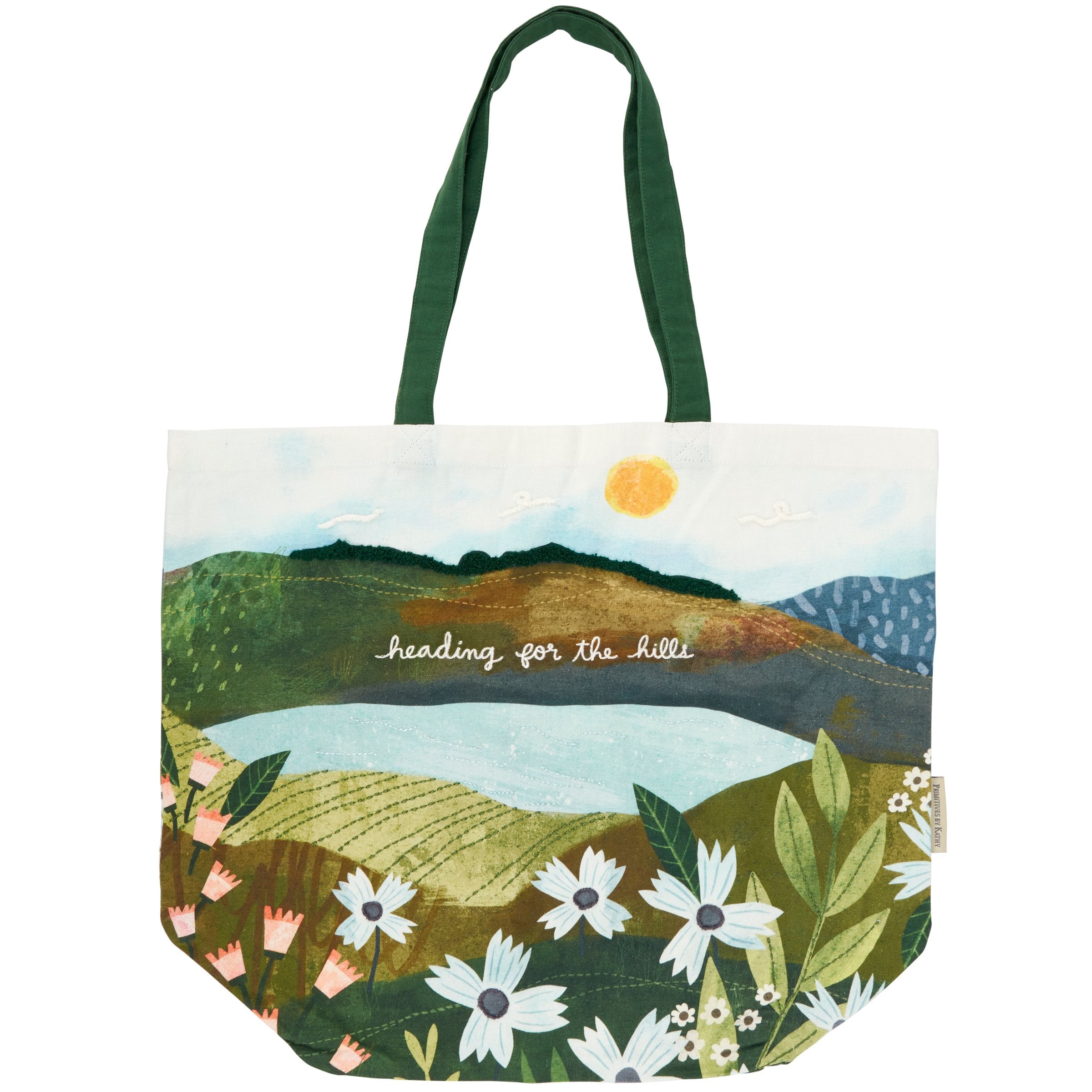 Whimsical 'Heading For The Hills' Cotton Tote Bag for Outdoor Adventures