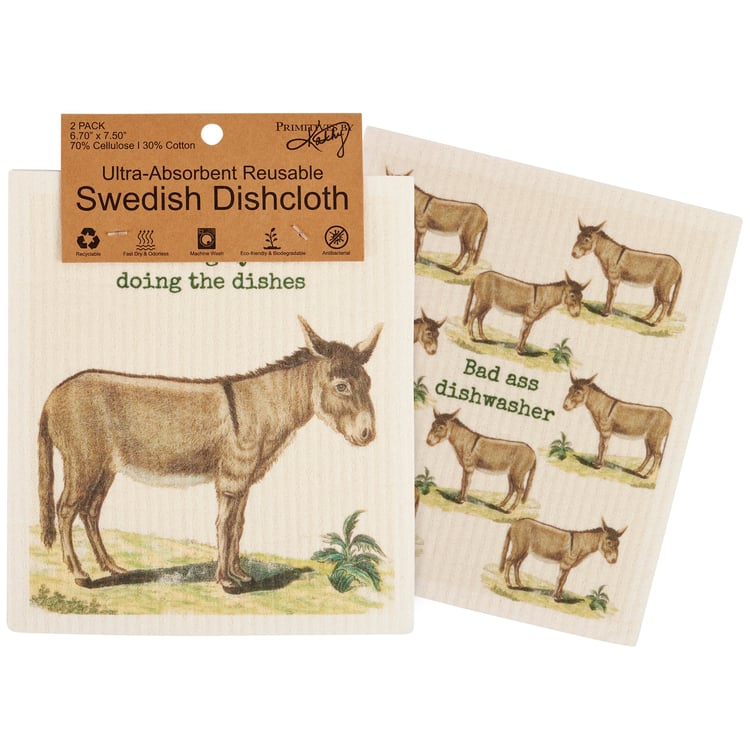 Funny Donkey-Themed Swedish Dishcloth Set: Eco-Friendly, Reusable Cellulose Cotton