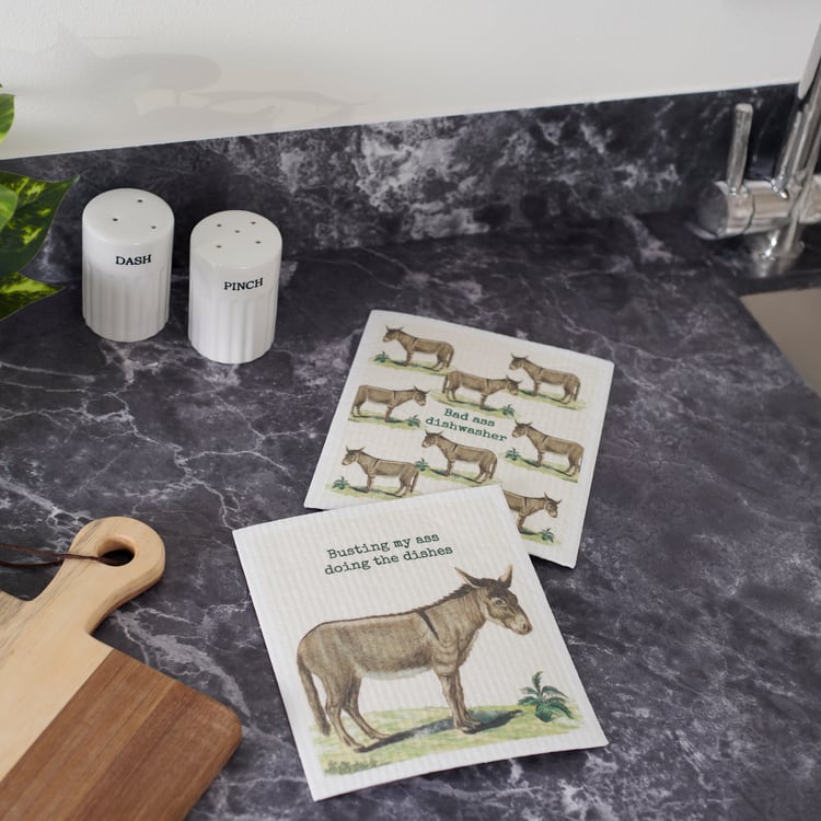 Funny Donkey-Themed Swedish Dishcloth Set: Eco-Friendly, Reusable Cellulose Cotton