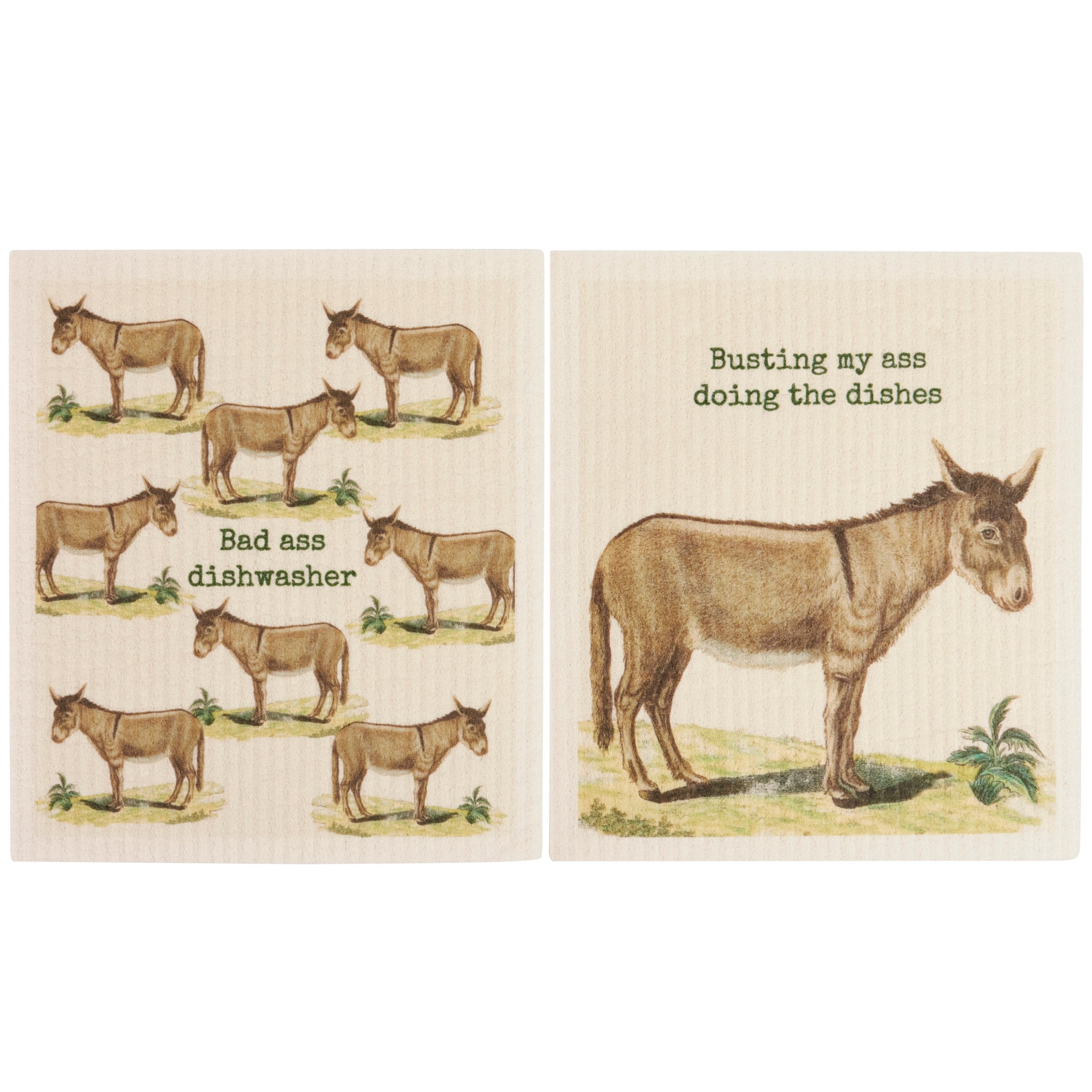 Funny Donkey-Themed Swedish Dishcloth Set: Eco-Friendly, Reusable Cellulose Cotton
