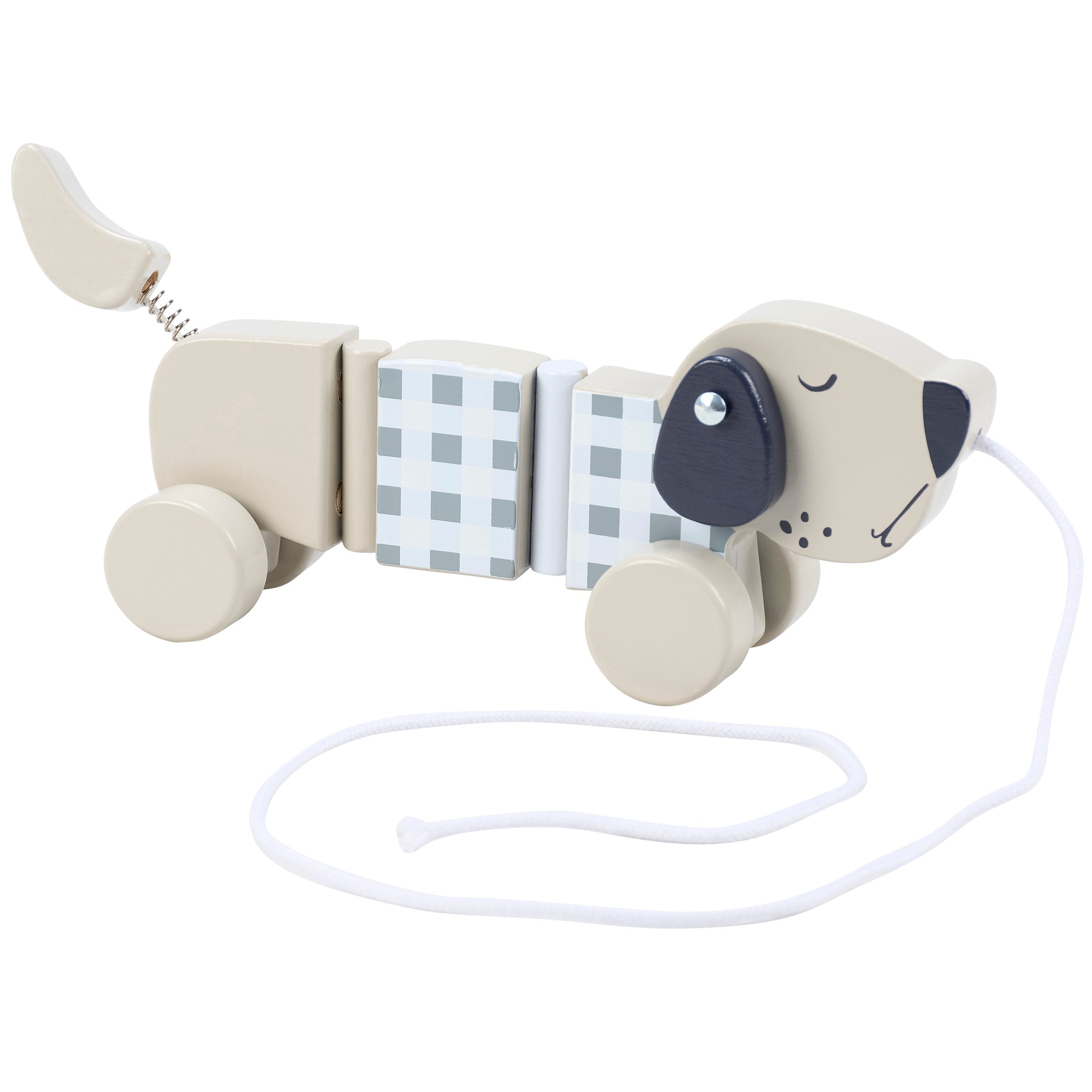 Charming Wooden Hound Dog Pull Toy with Wagging Tail and Floppy Ears