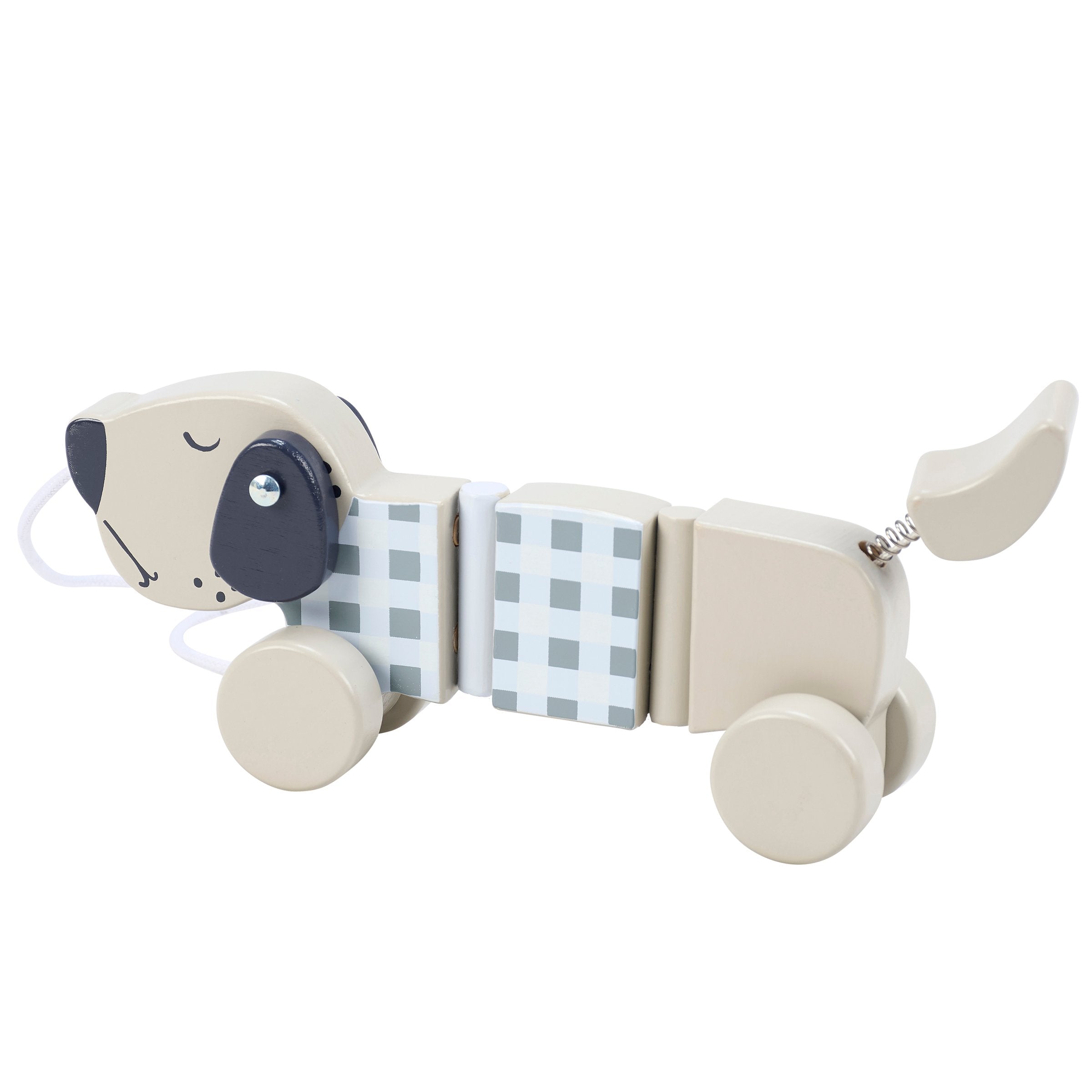 Charming Wooden Hound Dog Pull Toy with Wagging Tail and Floppy Ears