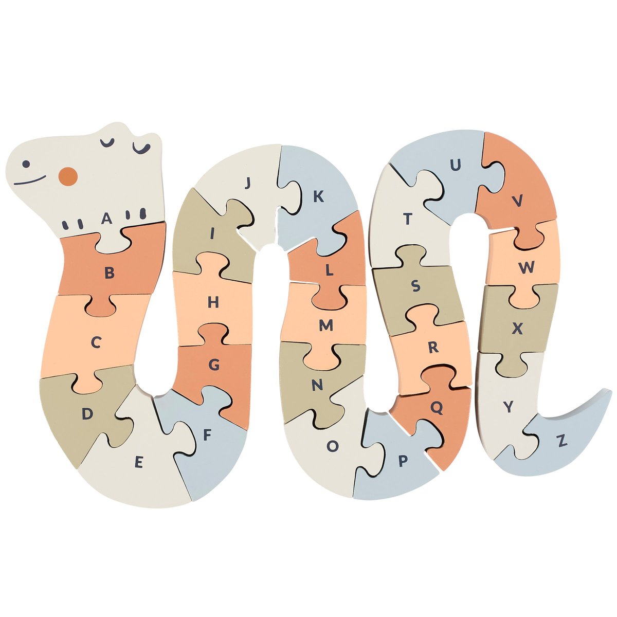 Educational Wooden Alphabet Snake Chunky Puzzle for Kids, Animal ABC Learning Toy