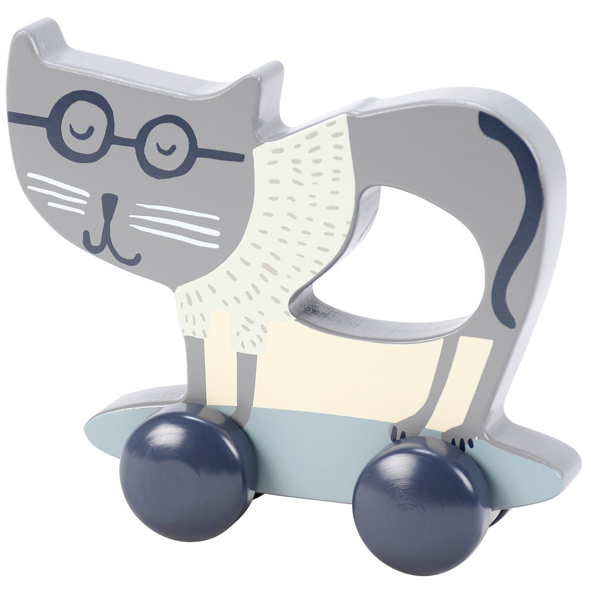 Charming Wooden Cat Rolling Push Toy for Babies and Kids Room Decor