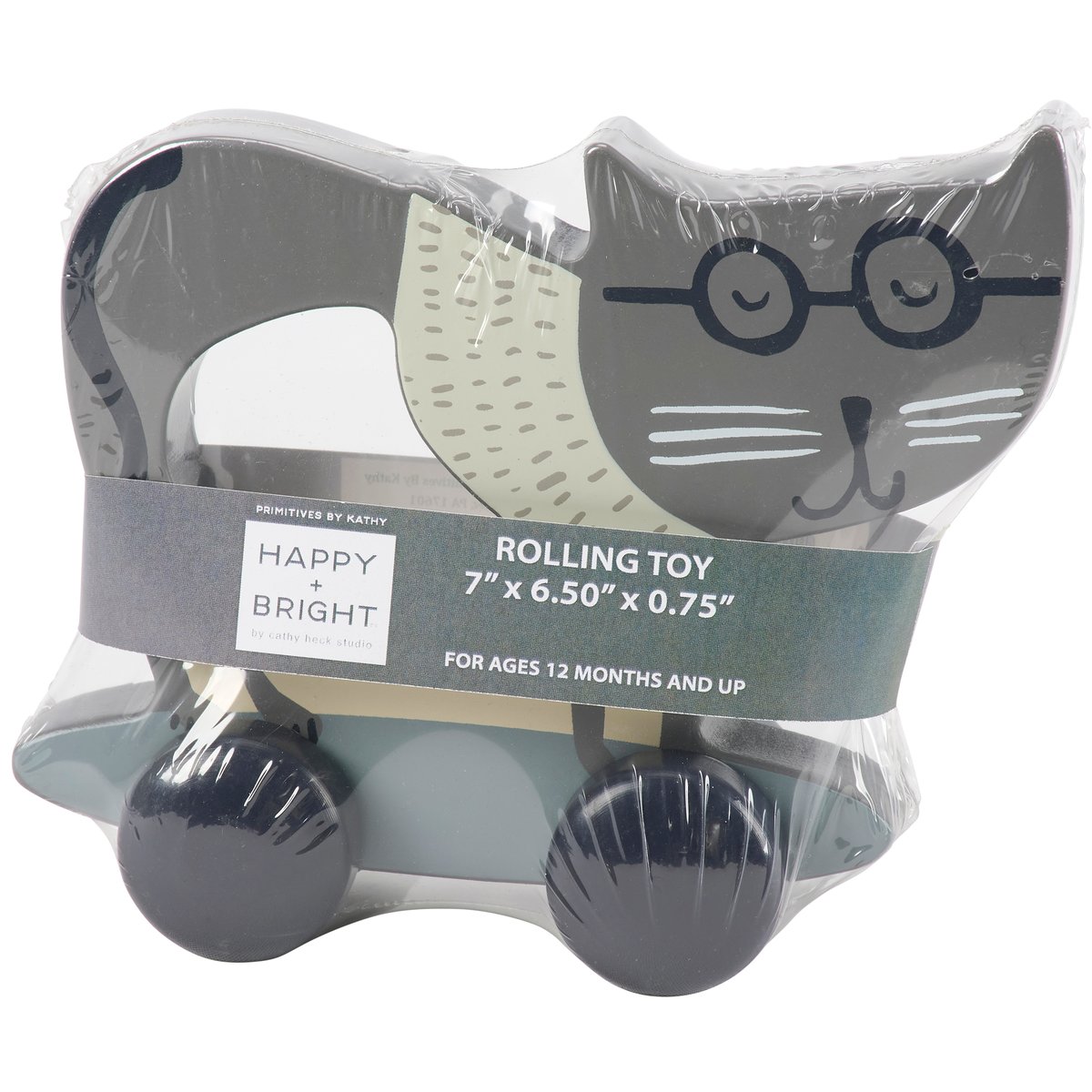 Charming Wooden Cat Rolling Push Toy for Babies and Kids Room Decor