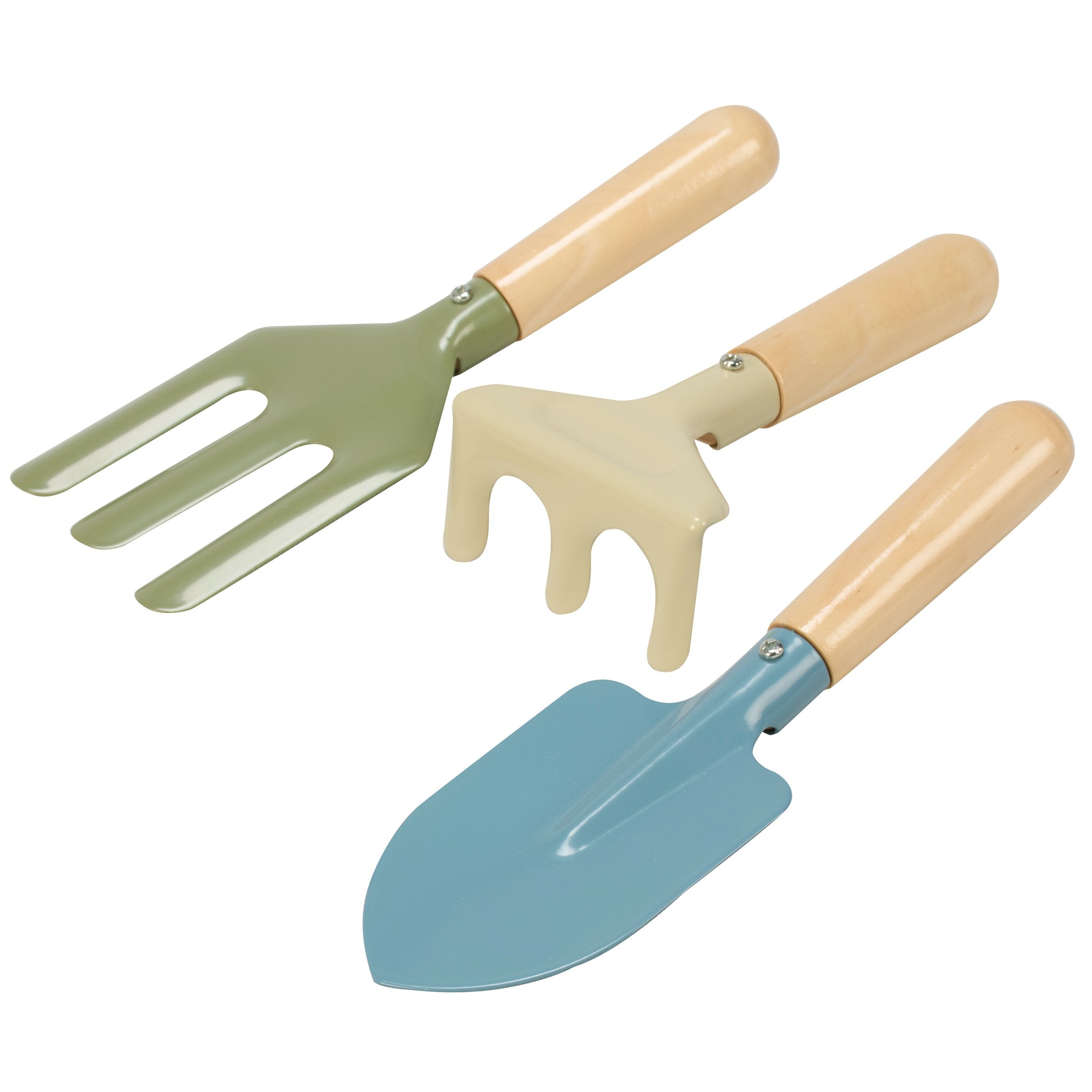 Children's Colorful Metal Garden Tools Play Set with Wood Handles