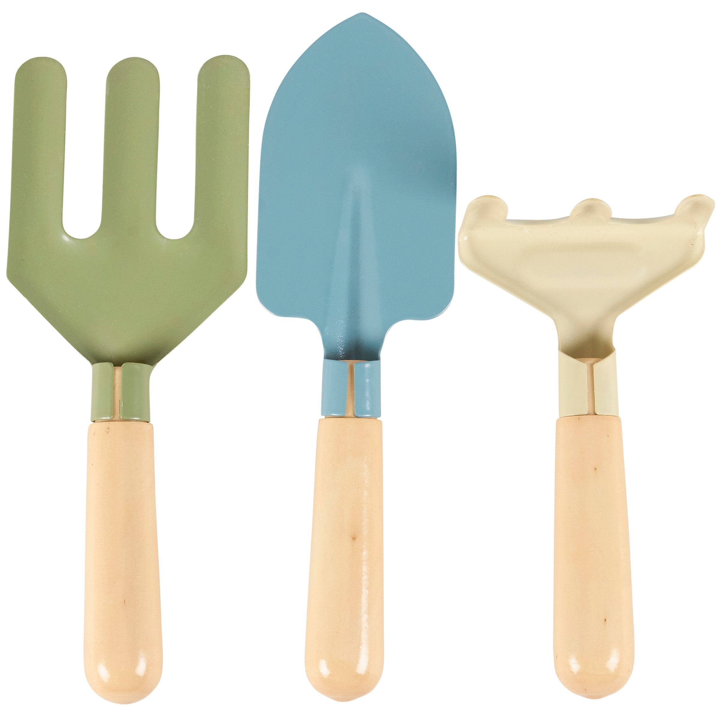 Children's Colorful Metal Garden Tools Play Set with Wood Handles