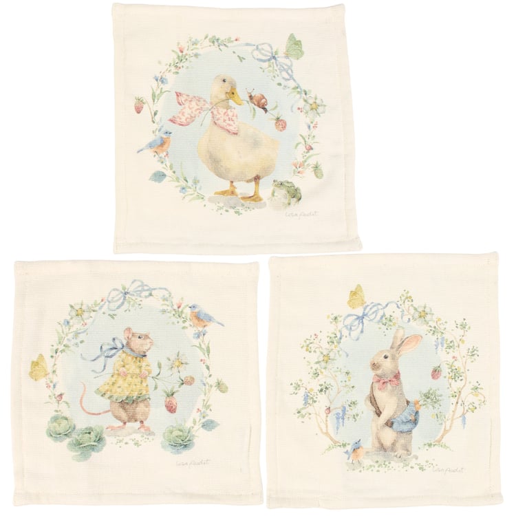 Cute Garden Friends Hooded Baby Bath Towel Set with Washcloths & Bunny Ears