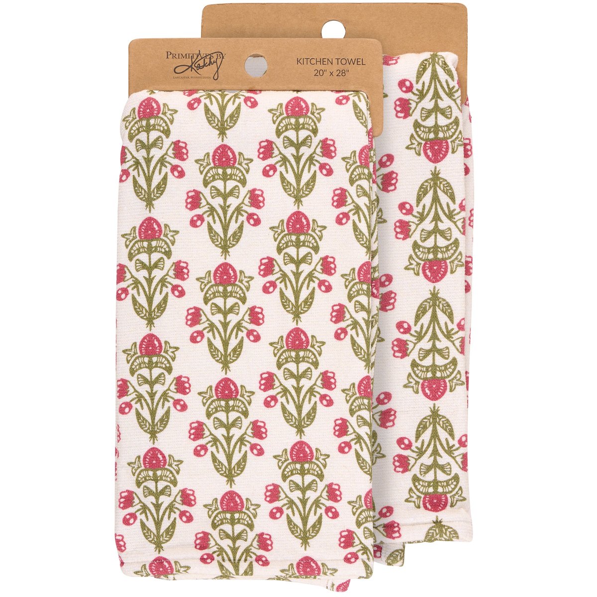 Rustic Floral Block Pattern Absorbent Cotton Terry Kitchen Towel