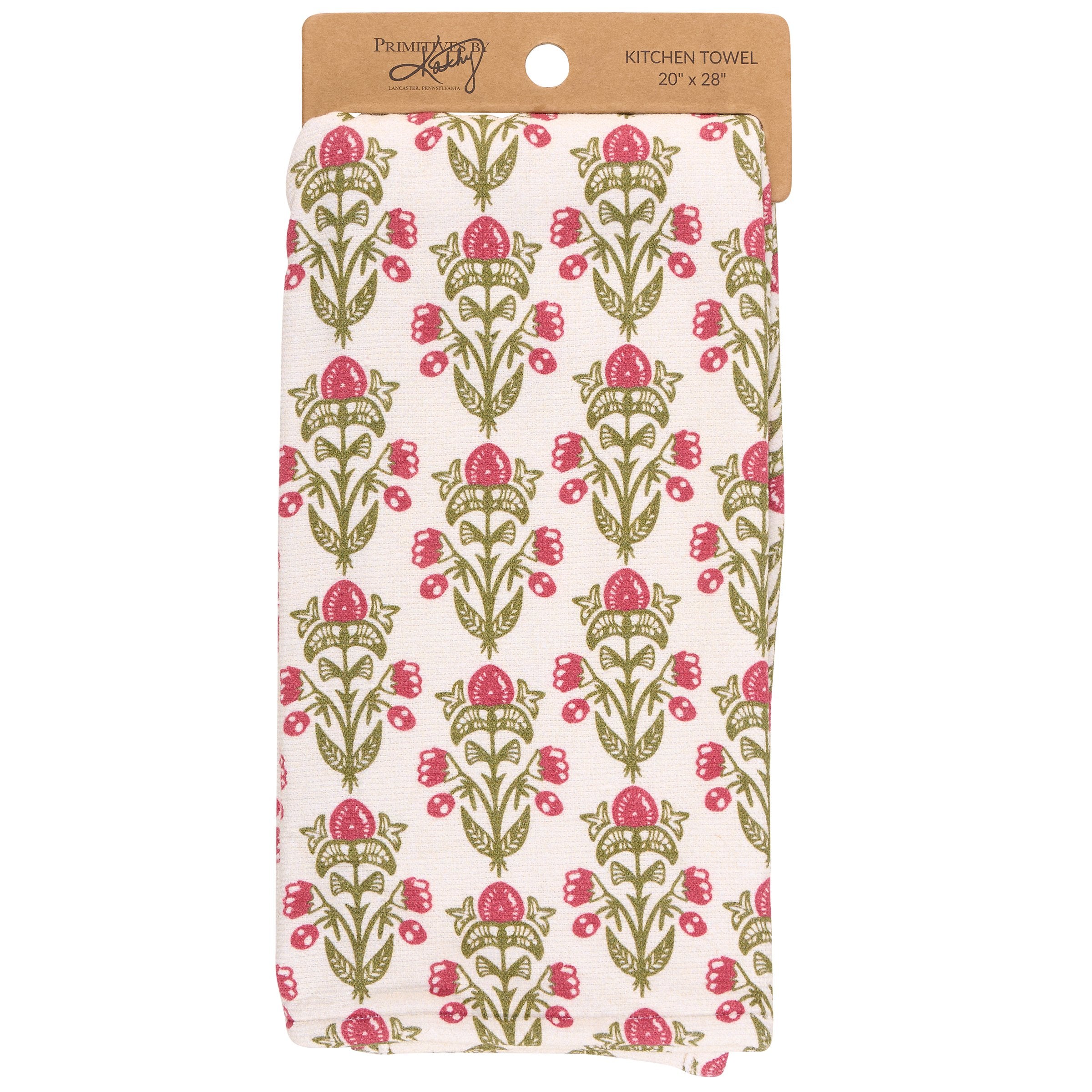 Rustic Floral Block Pattern Absorbent Cotton Terry Kitchen Towel