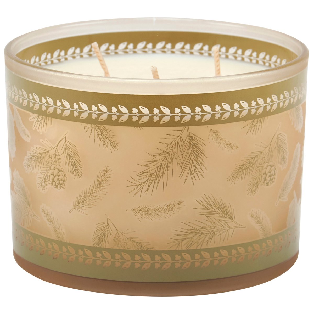 Rustic Frosted Glass Fresh Pine Candle with 3 Wicks for Cabin Decor