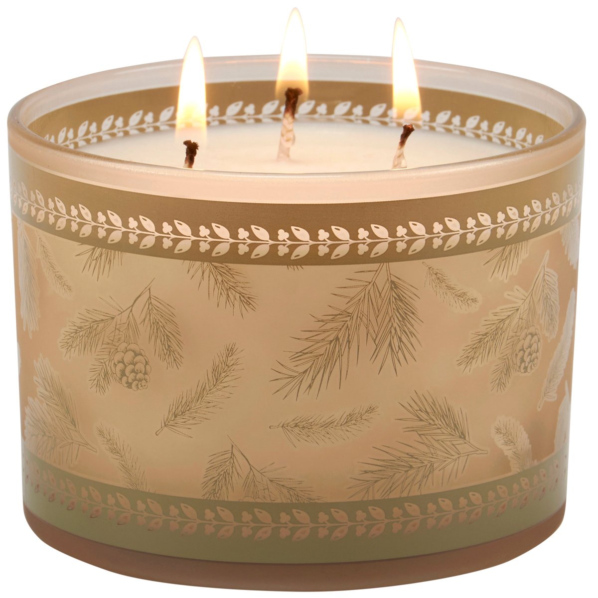 Rustic Frosted Glass Fresh Pine Candle with 3 Wicks for Cabin Decor