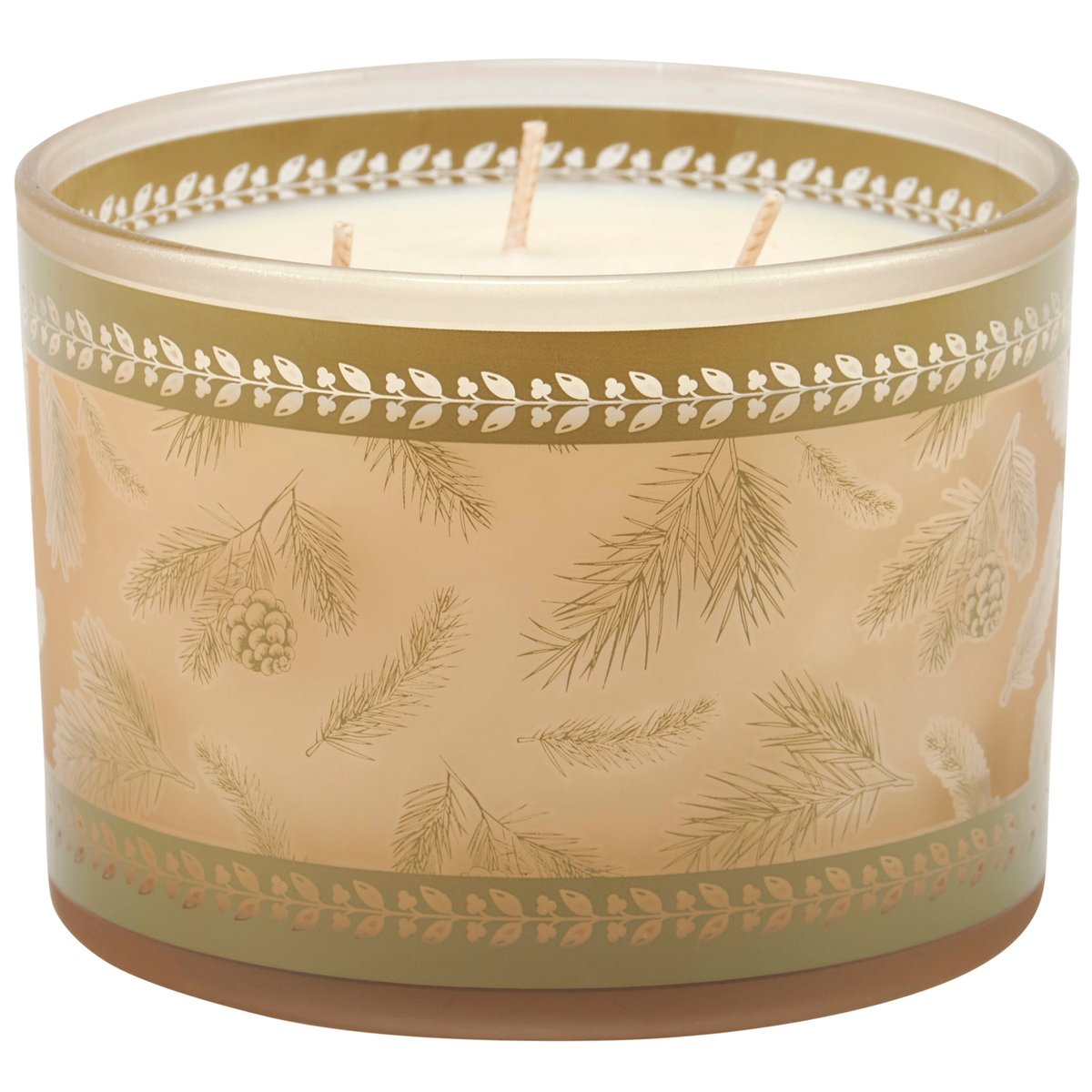 Rustic Frosted Glass Fresh Pine Candle with 3 Wicks for Cabin Decor
