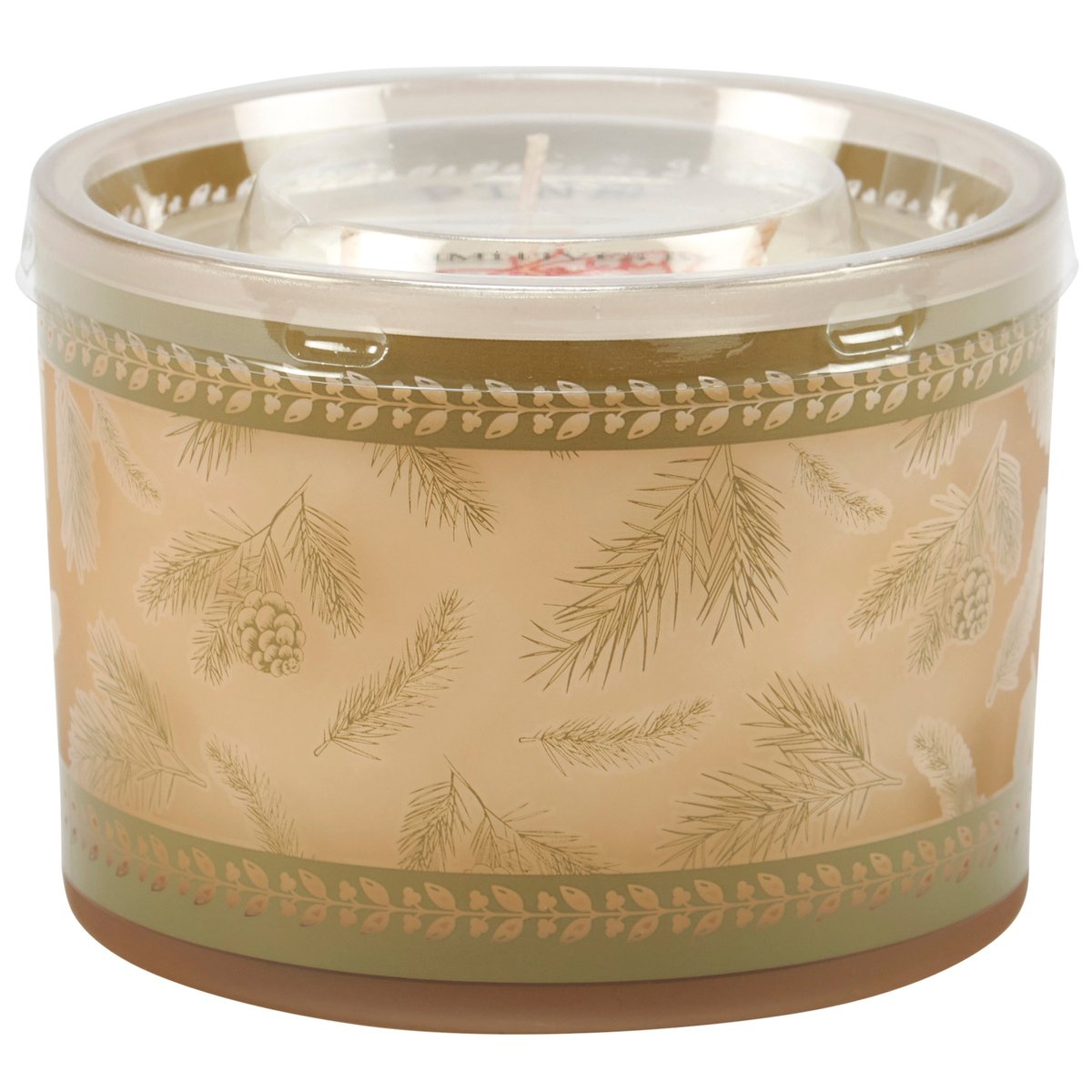 Rustic Frosted Glass Fresh Pine Candle with 3 Wicks for Cabin Decor