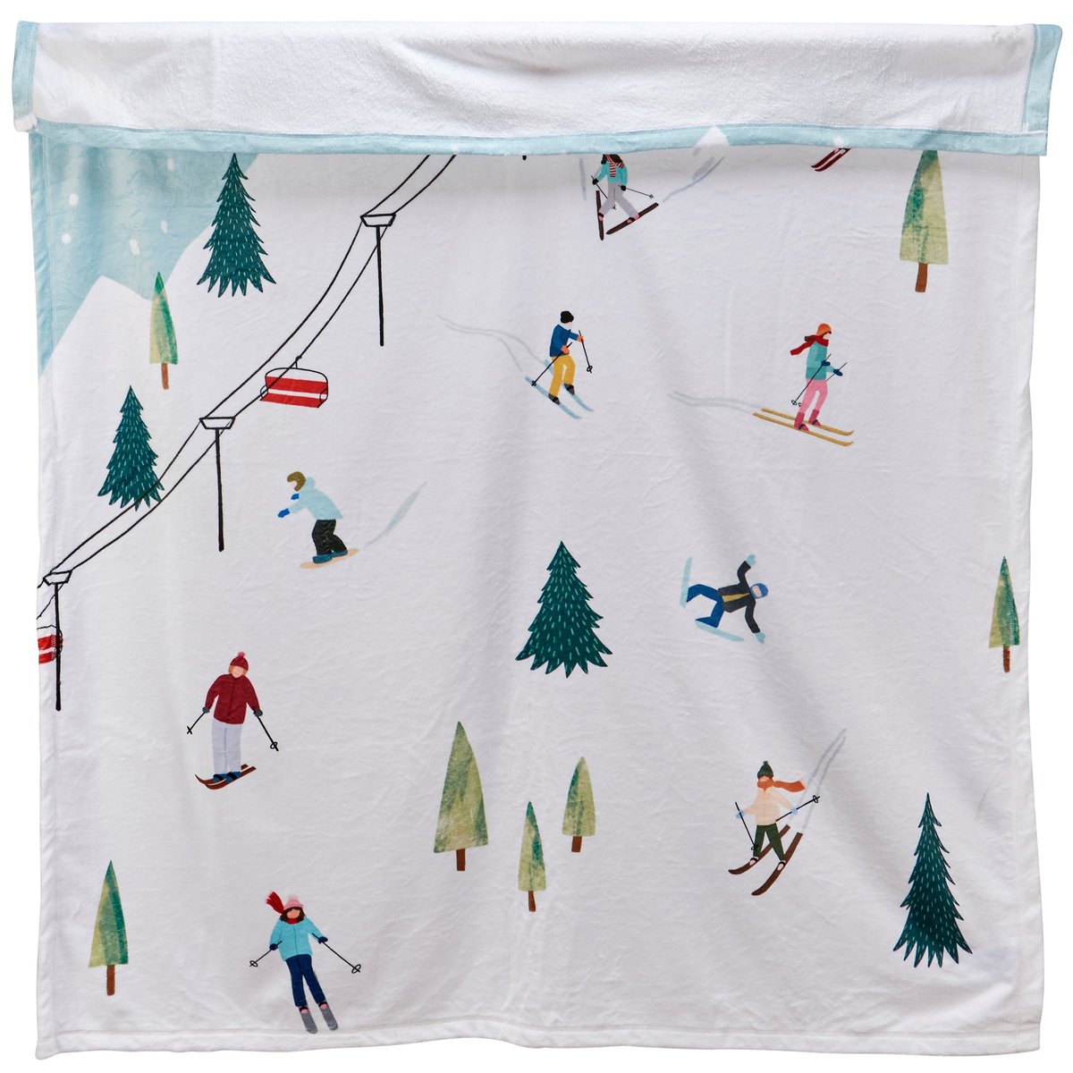 Plush Polyester Skiing Fun Throw Blanket for Cozy Winter Lodge Decor