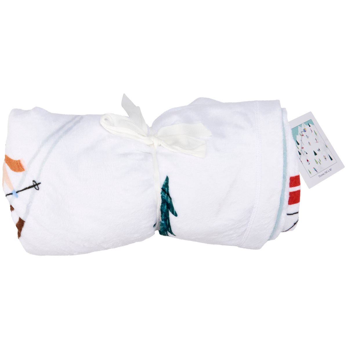 Plush Polyester Skiing Fun Throw Blanket for Cozy Winter Lodge Decor