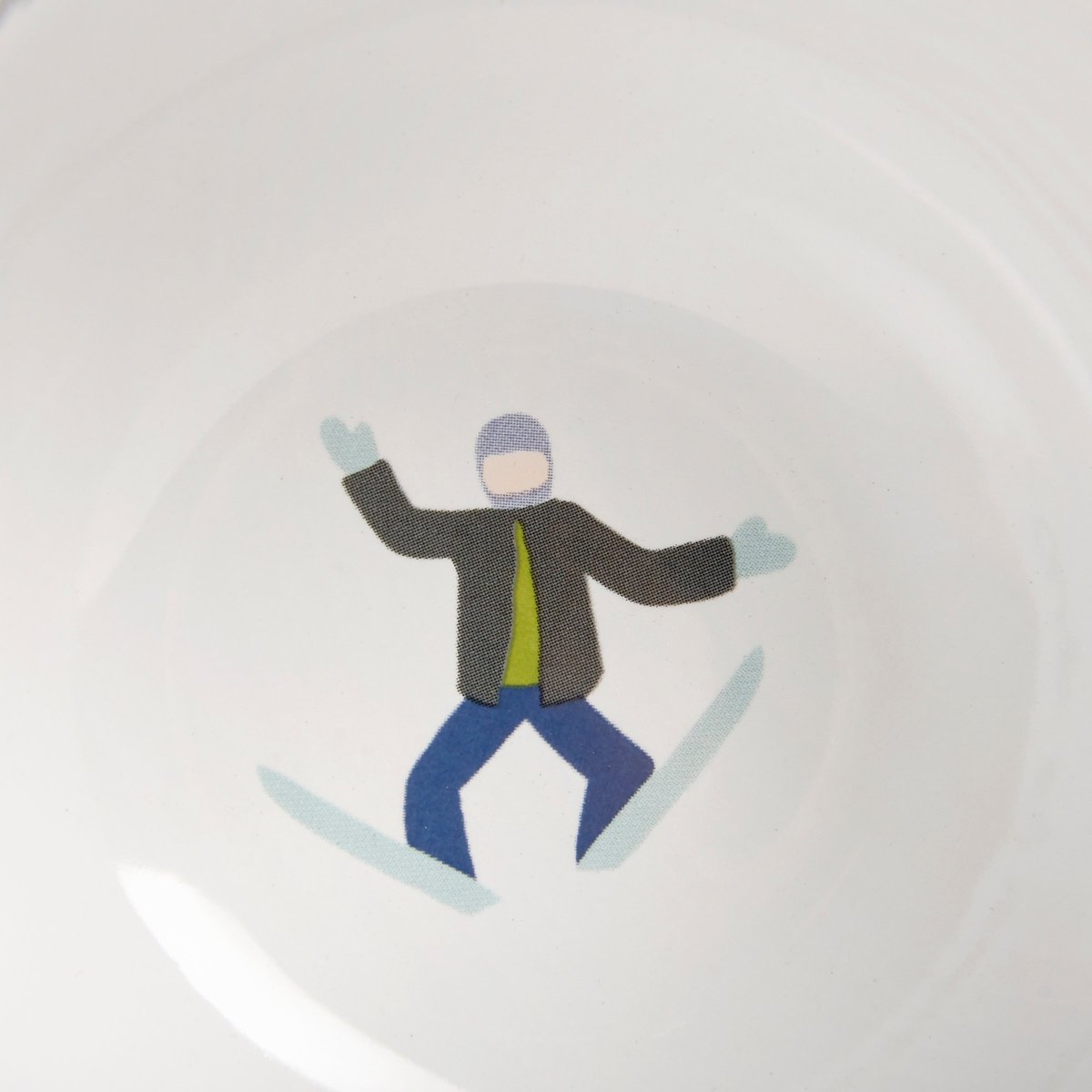 Stoneware Ski Lodge Adventure Mug with Hand-Illustrated Skiers & Trees, 20 oz.