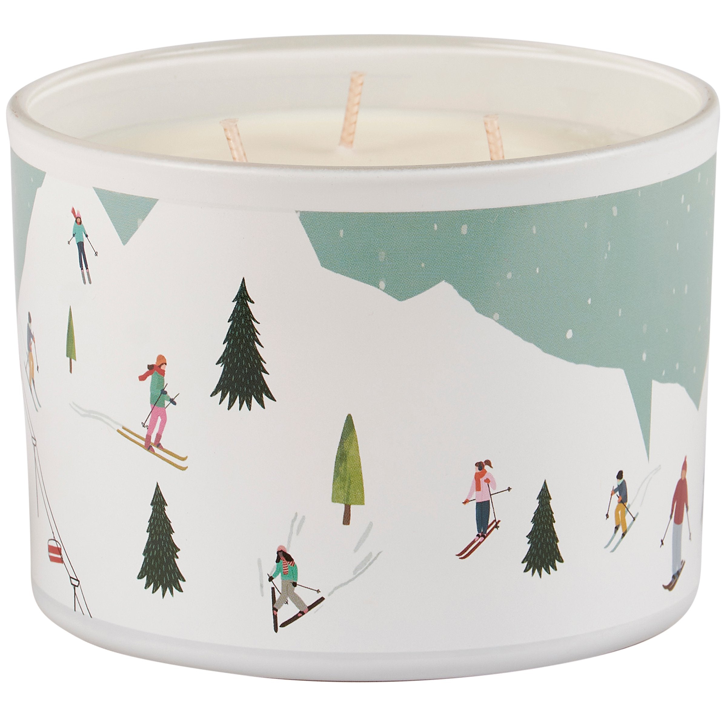 Skiing Fun Pine Scented Soy Candle - Hand-Illustrated Winter Home Decor Accent