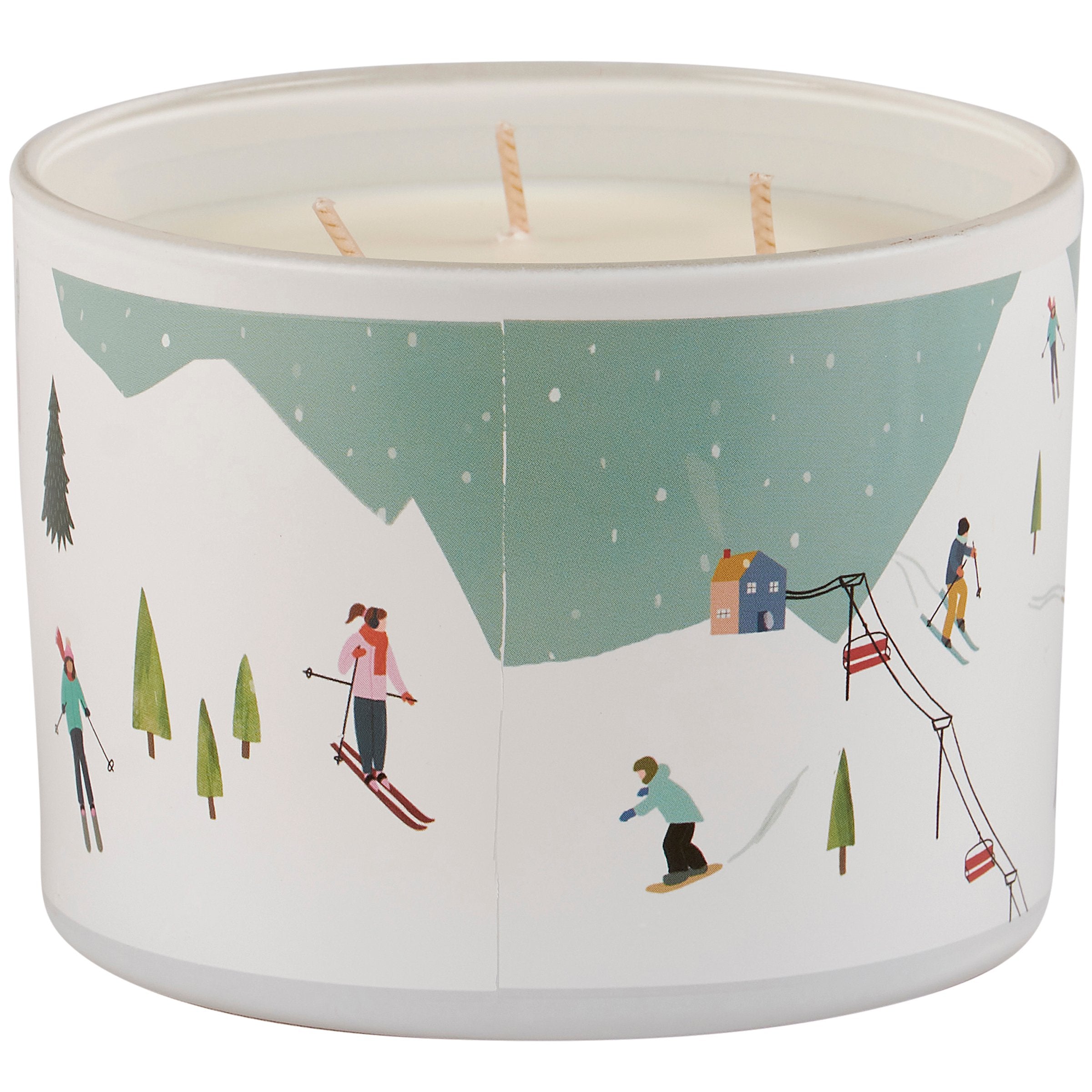 Skiing Fun Pine Scented Soy Candle - Hand-Illustrated Winter Home Decor Accent
