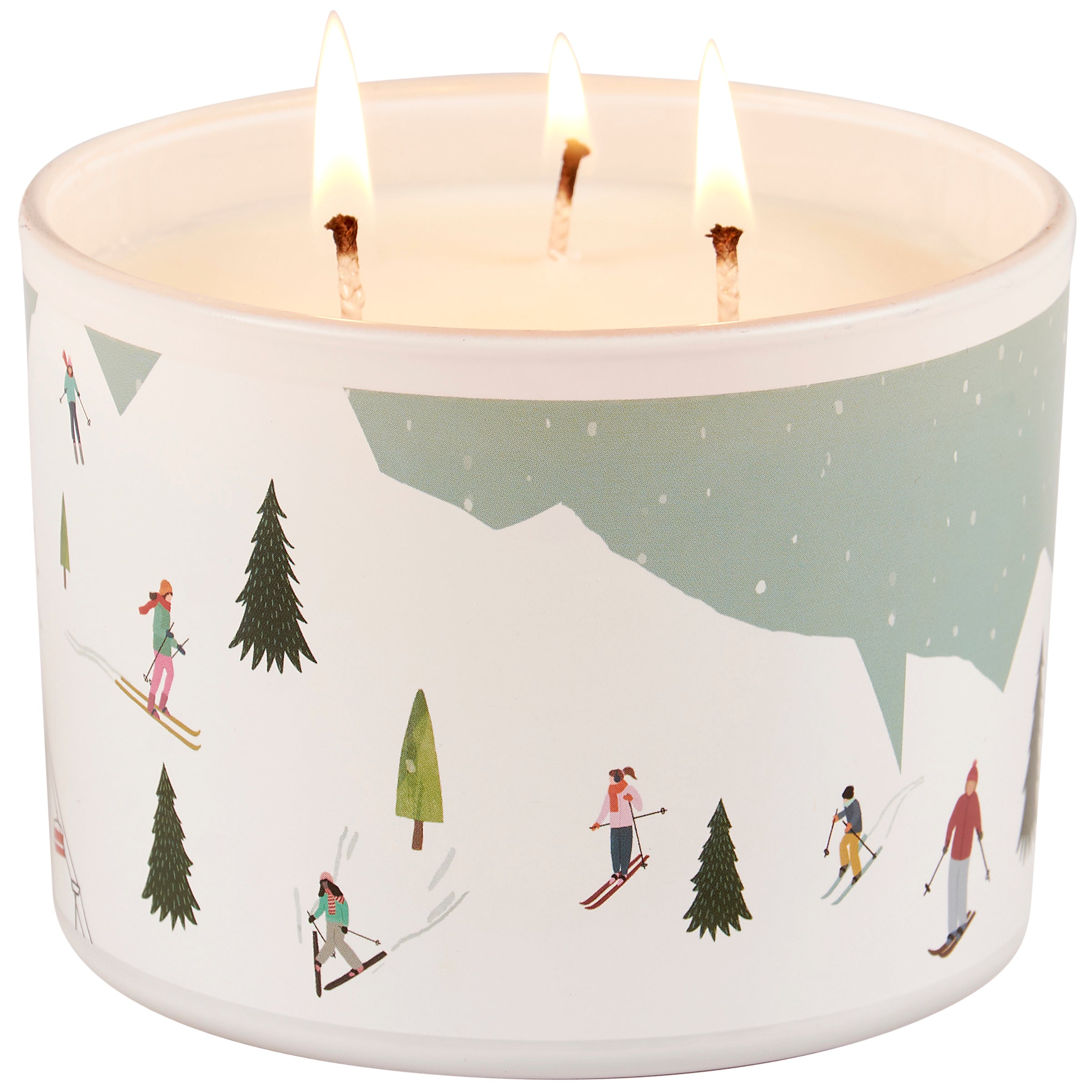 Skiing Fun Pine Scented Soy Candle - Hand-Illustrated Winter Home Decor Accent