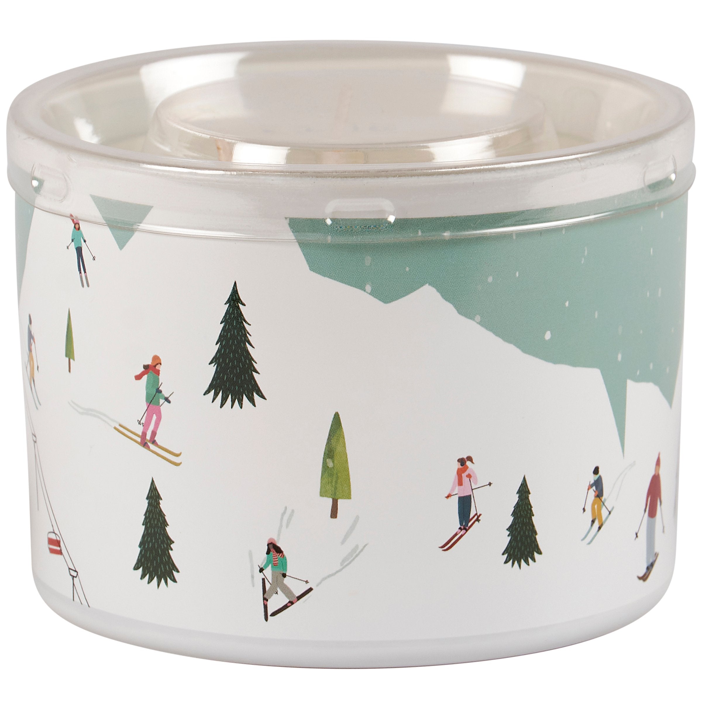 Skiing Fun Pine Scented Soy Candle - Hand-Illustrated Winter Home Decor Accent
