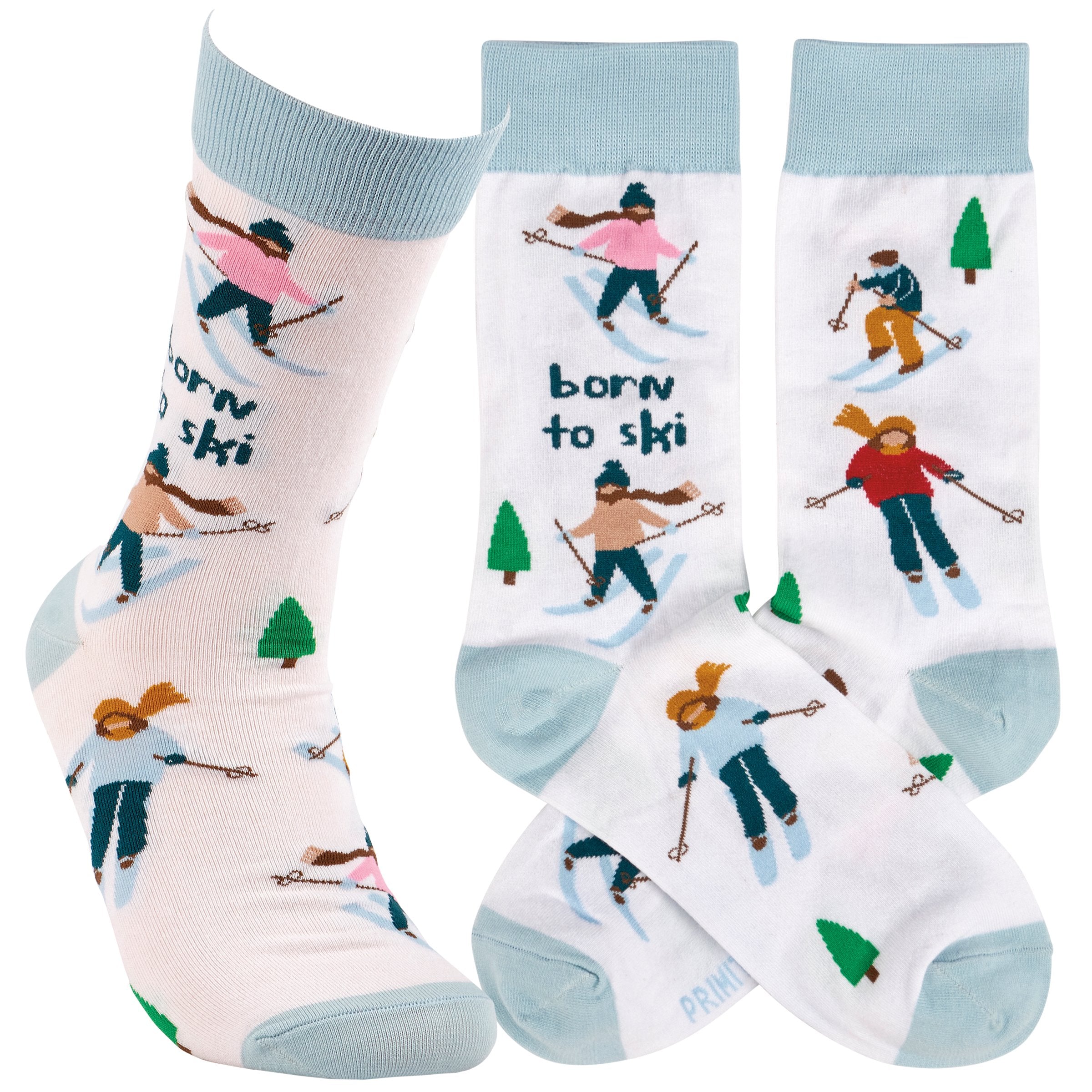 Fun 'Born To Ski' Winter Sports Socks - Cozy Cotton Blend, One Size