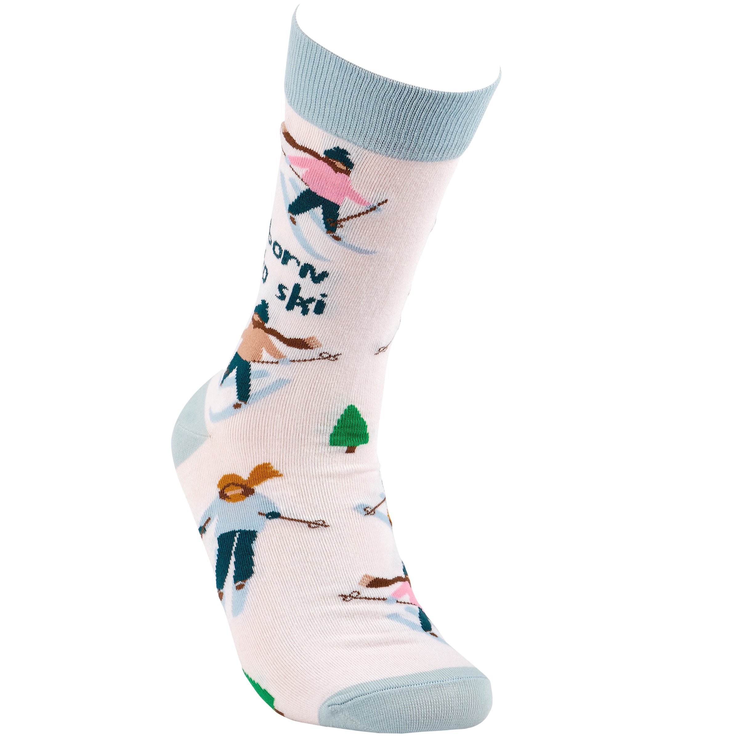 Fun 'Born To Ski' Winter Sports Socks - Cozy Cotton Blend, One Size
