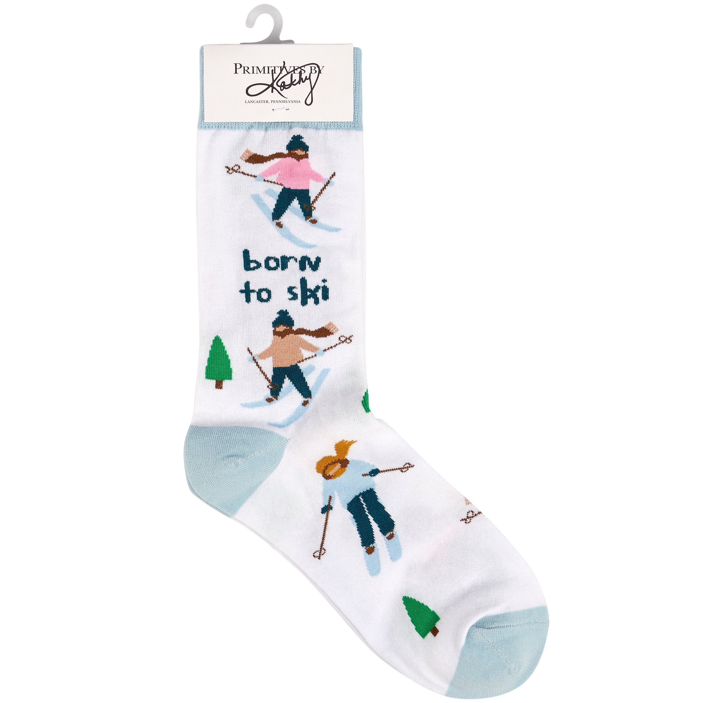 Fun 'Born To Ski' Winter Sports Socks - Cozy Cotton Blend, One Size