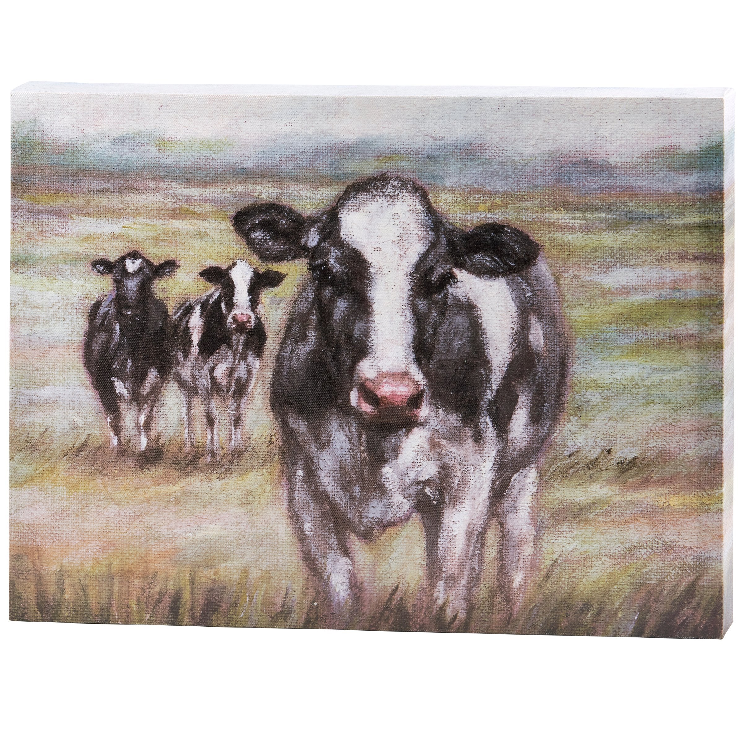 Rustic Farmhouse Dairy Cows Canvas Wall Art: Textured Burlap Artwork Home Decor