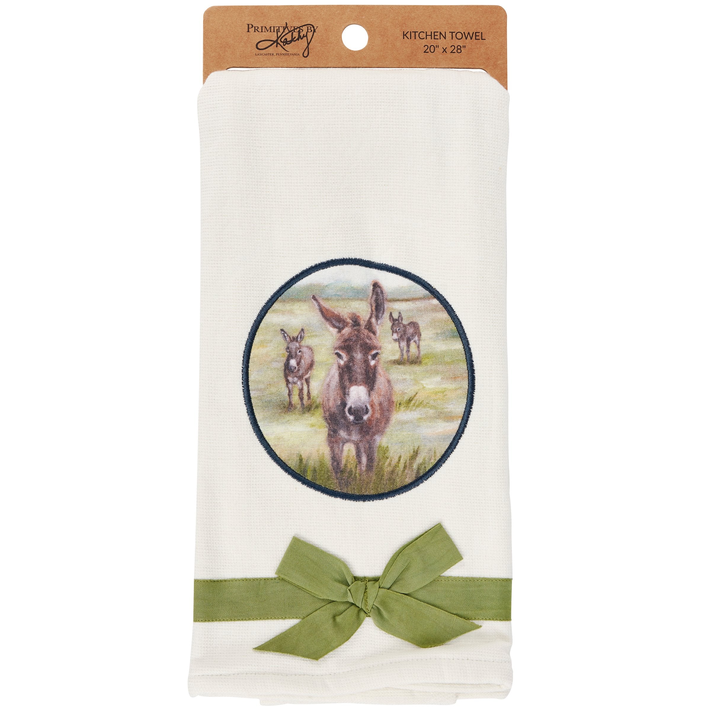 Charming Farmhouse Donkey Cotton Kitchen Towel with Absorbent Terrycloth Back