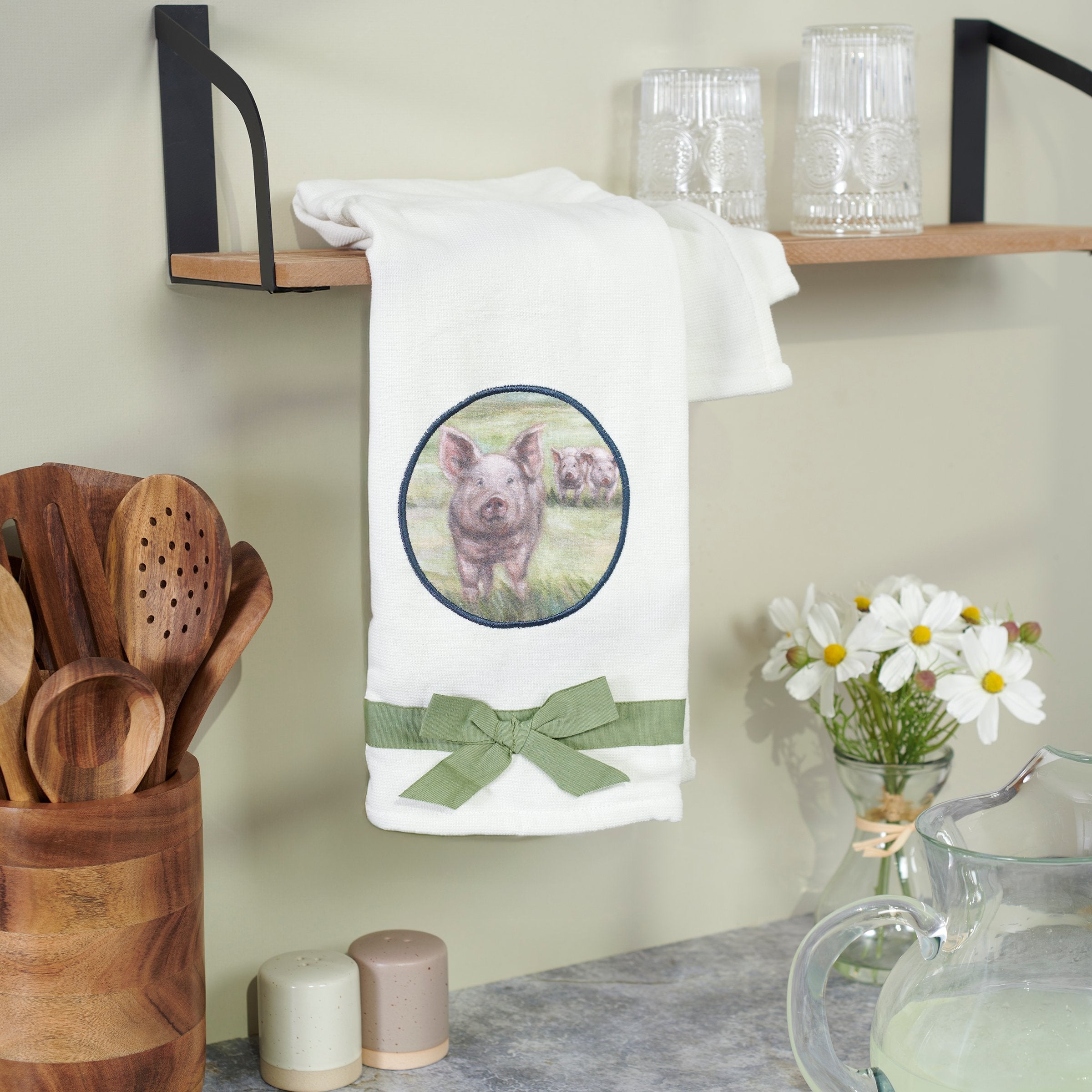 Charming Pink Pigs Farmhouse Kitchen Towel - Absorbent Cotton Terrycloth