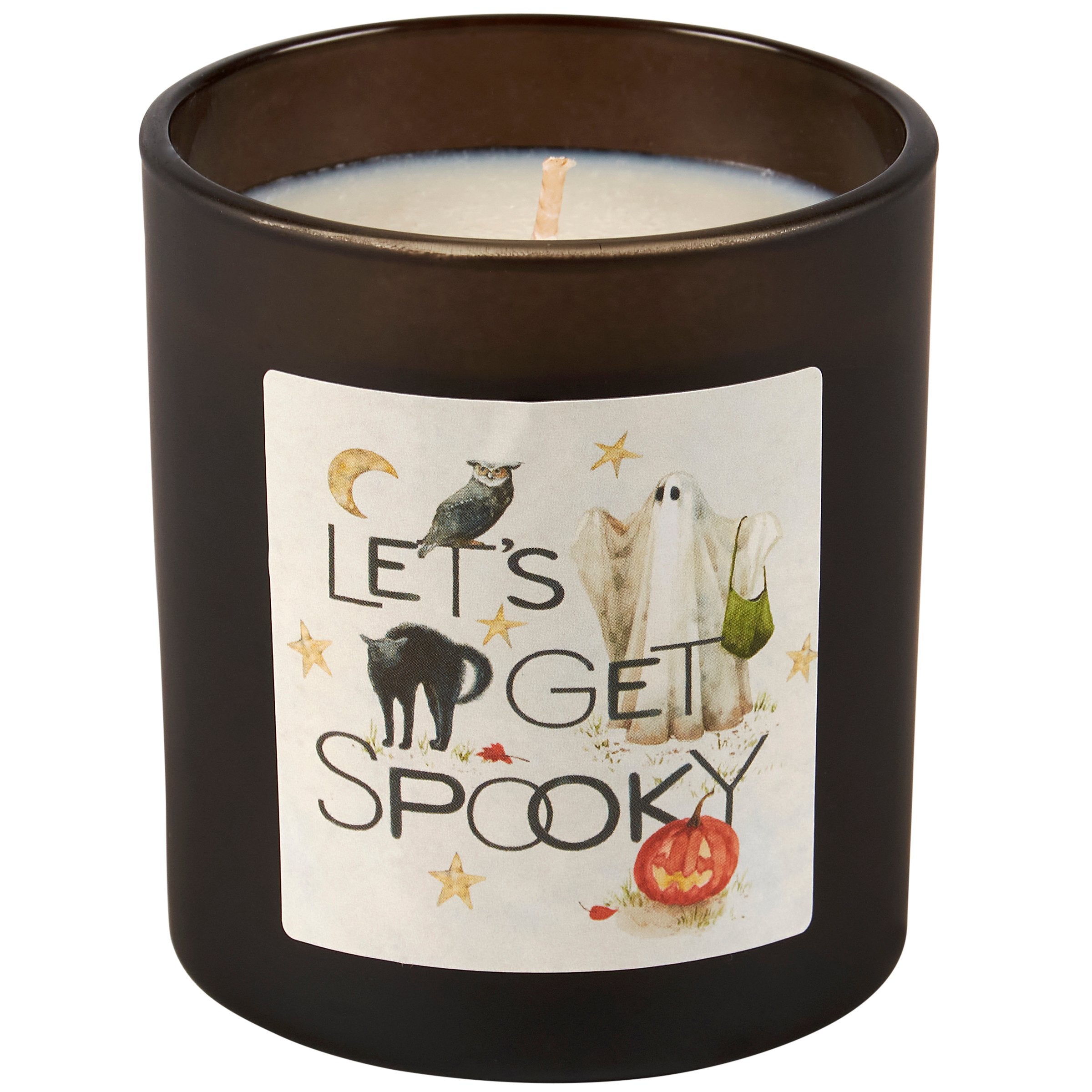 Spooky Ghost Black Cat Halloween Candle: Spicy Pumpkin Scented Soy Wax