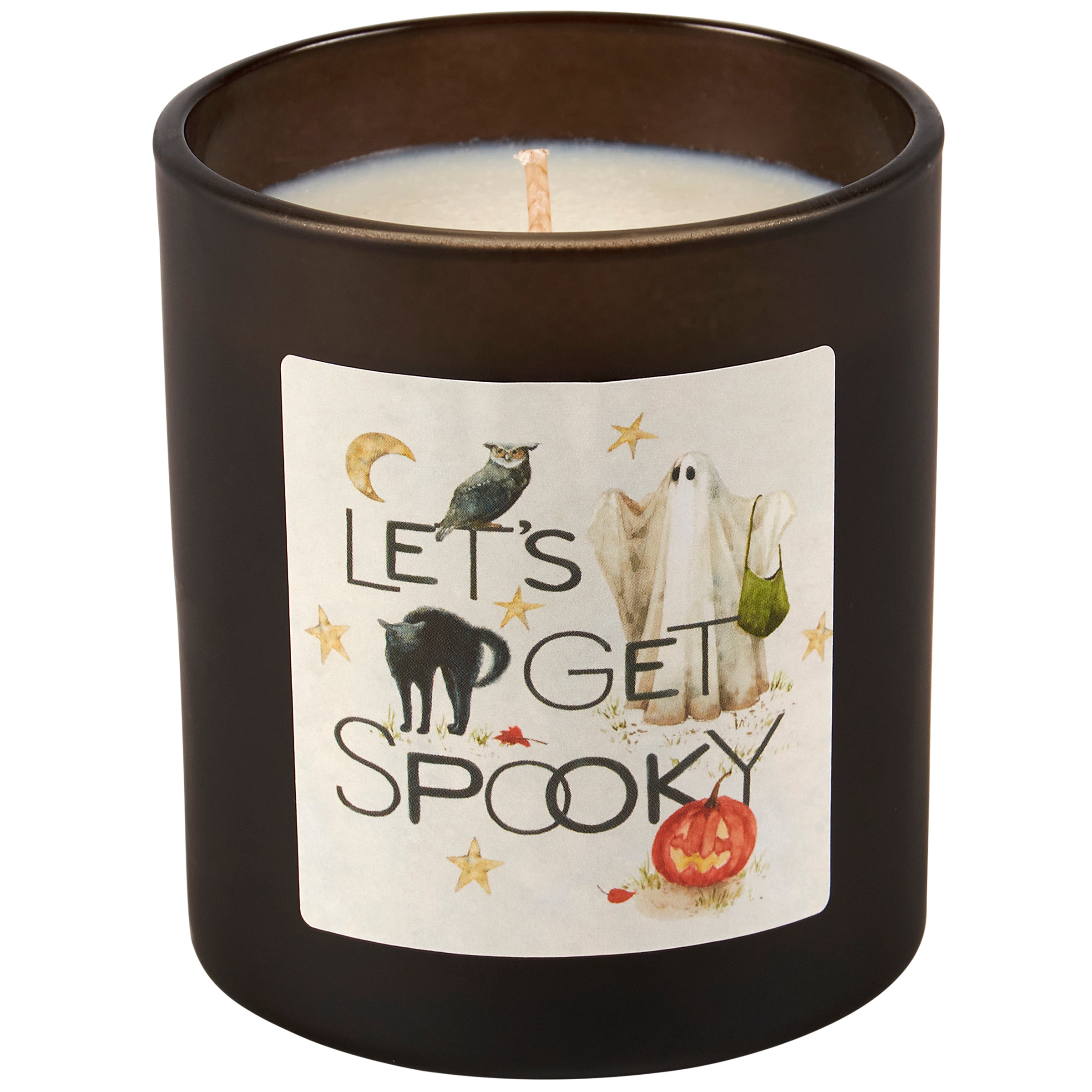 Spooky Ghost Black Cat Halloween Candle: Spicy Pumpkin Scented Soy Wax