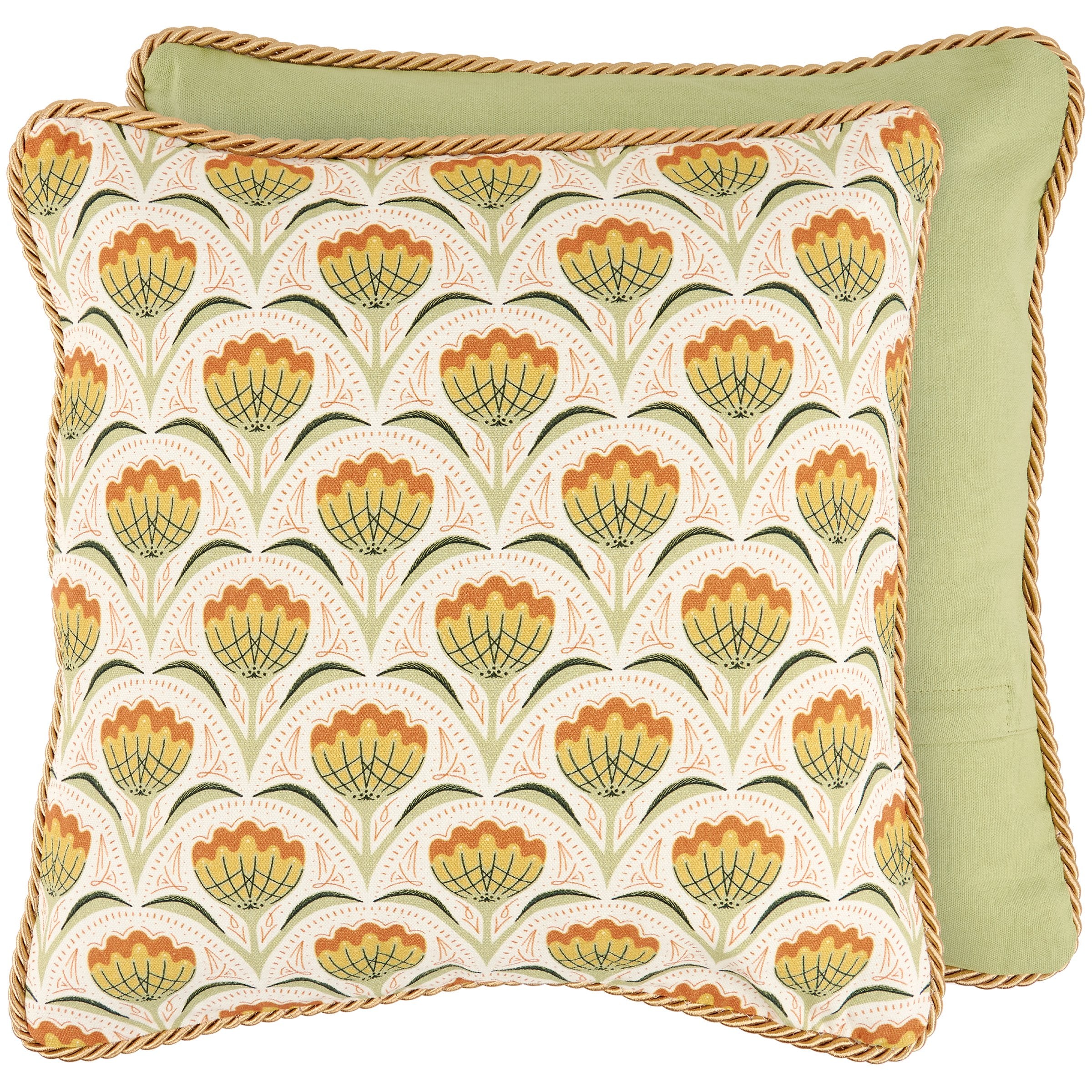 Elegant Art Nouveau Floral Decorative Pillow - 15x15 Inch Cotton Accent Cushion