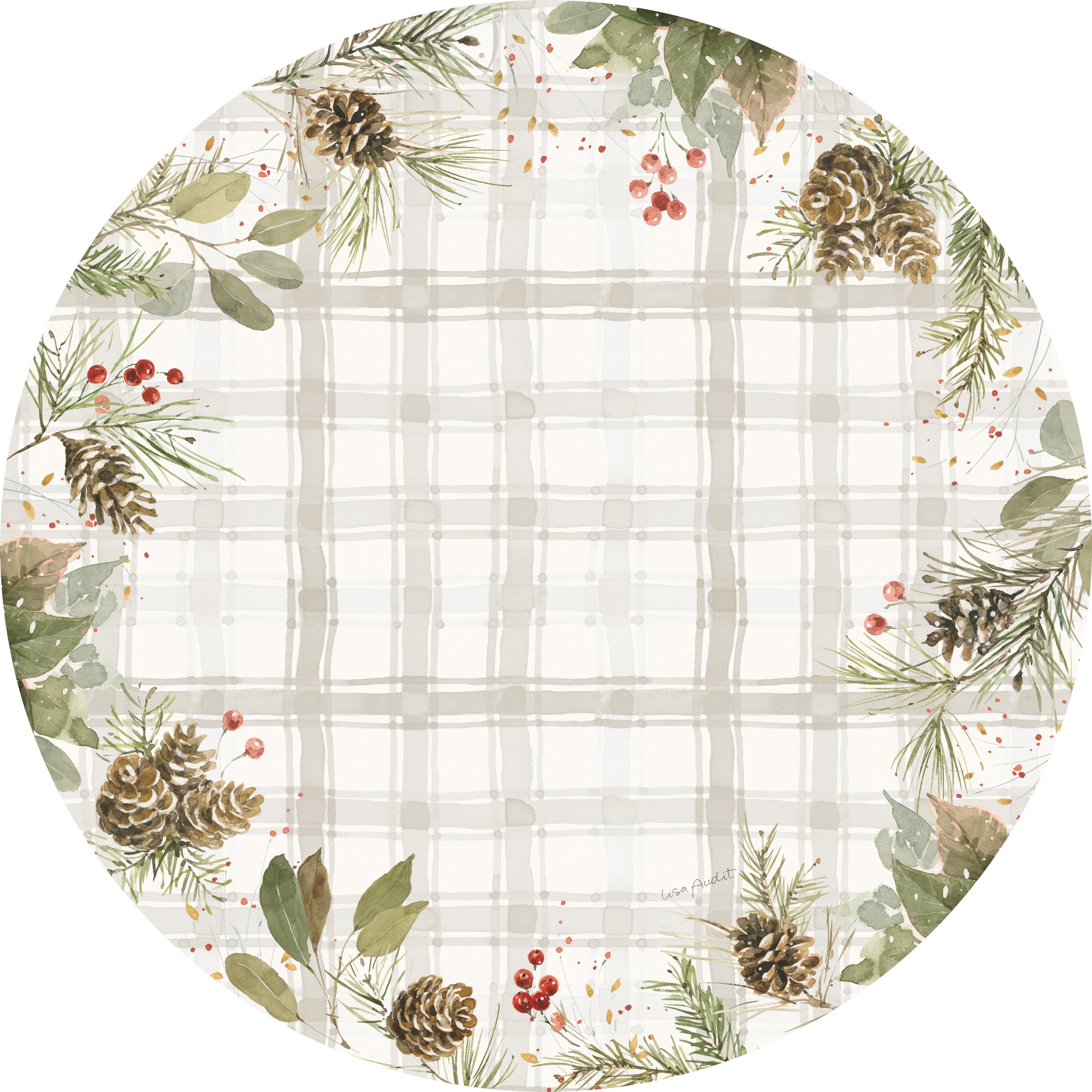 Charming Watercolor Christmas Greenery Paper Placemats - 24 Pack Holiday Tabletop