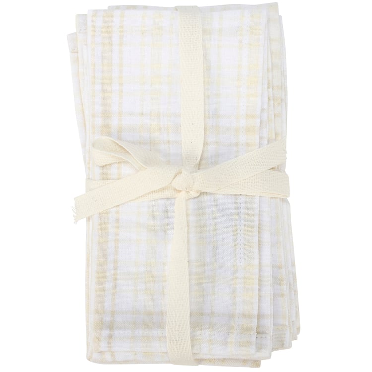 Charming Gray Plaid Cotton Napkin Set, 4-Pack, Machine Washable, 15x15 Inch