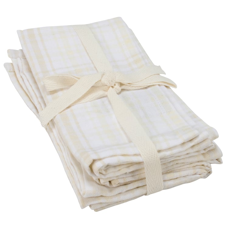 Charming Gray Plaid Cotton Napkin Set, 4-Pack, Machine Washable, 15x15 Inch