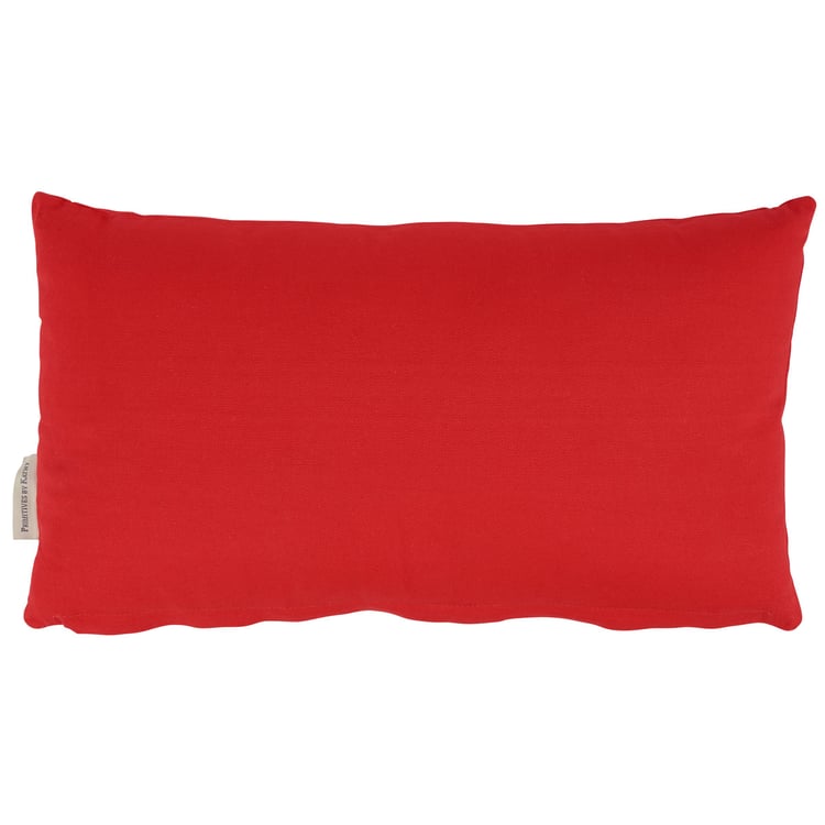Cozy Red Cotton Ski Lodge Decorative Pillow with Mountain Art