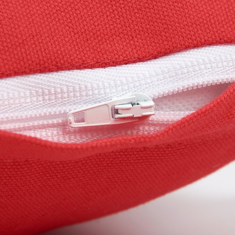 Cozy Red Cotton Ski Lodge Decorative Pillow with Mountain Art