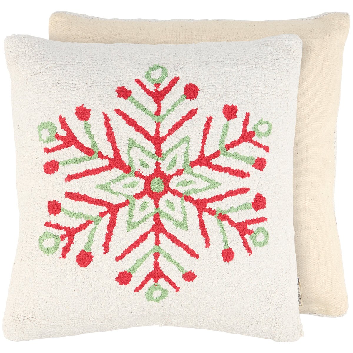 Charming Bright Snowflake Cotton Throw Pillow - Embroidered Pastel Holiday Decor