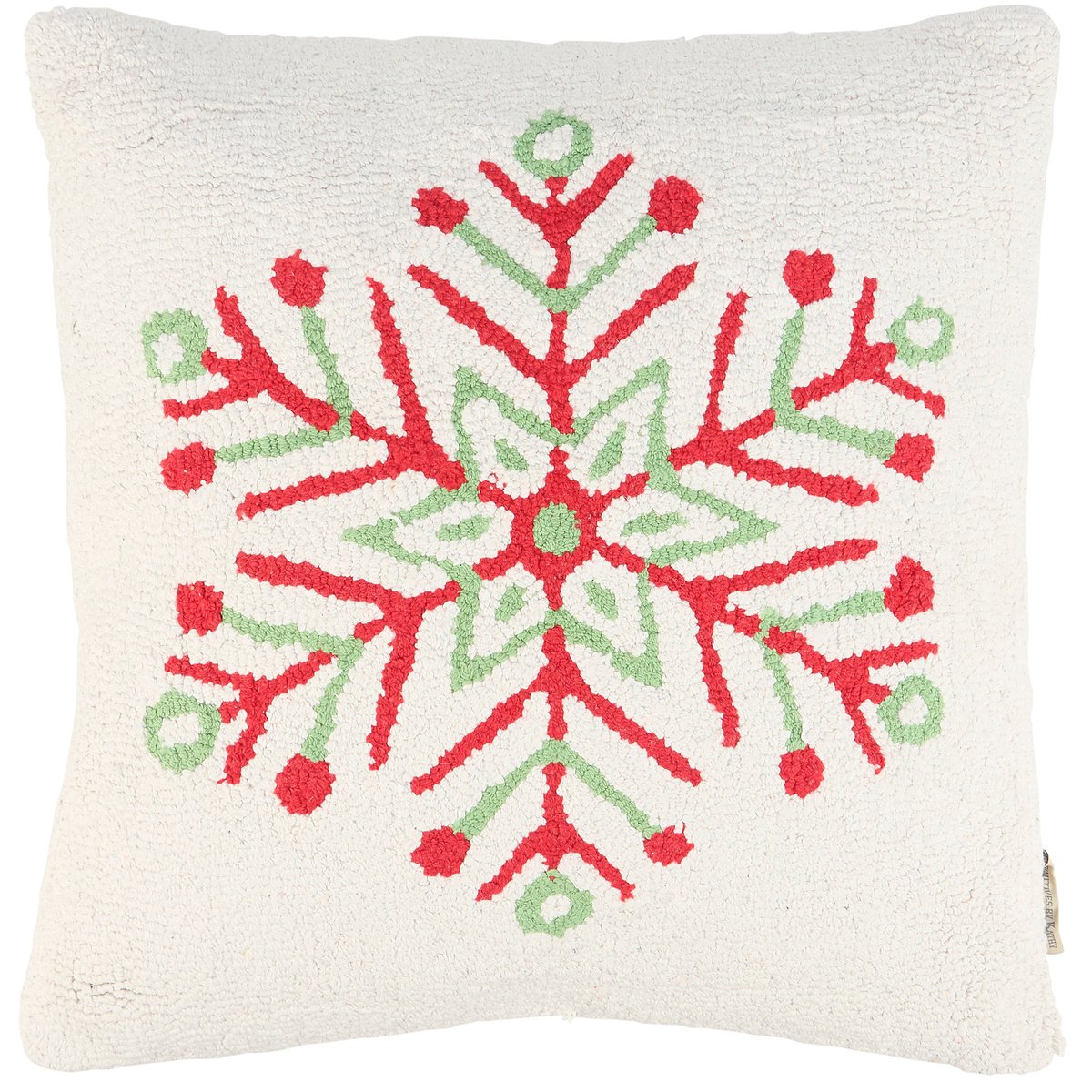 Charming Bright Snowflake Cotton Throw Pillow - Embroidered Pastel Holiday Decor