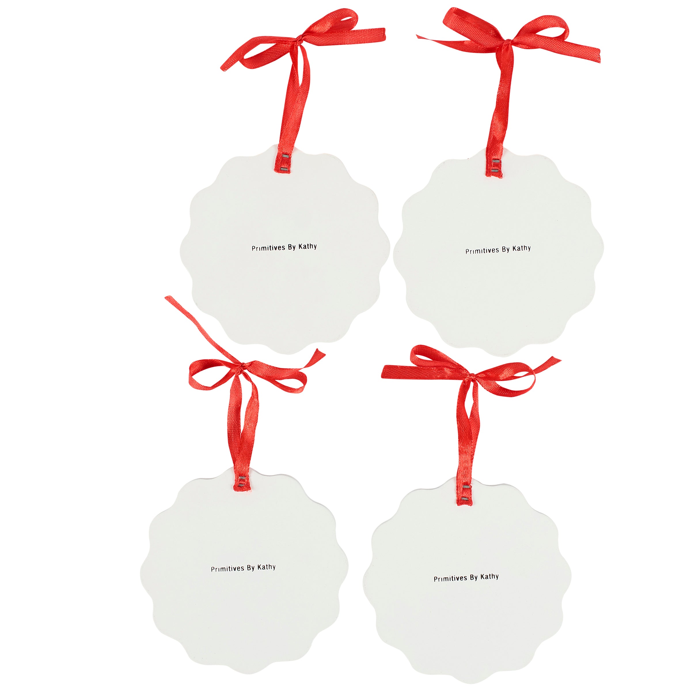 Retro Pastel Christmas Jolly Ornament Set - 4 Wooden Holiday Decorations