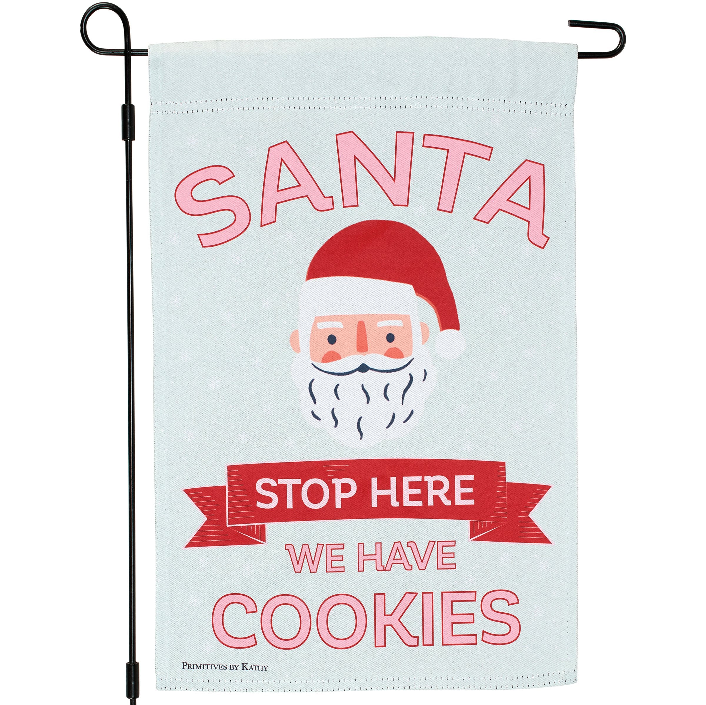 Festive Double-Sided Santa Stop Here We Have Cookies Christmas Garden Flag