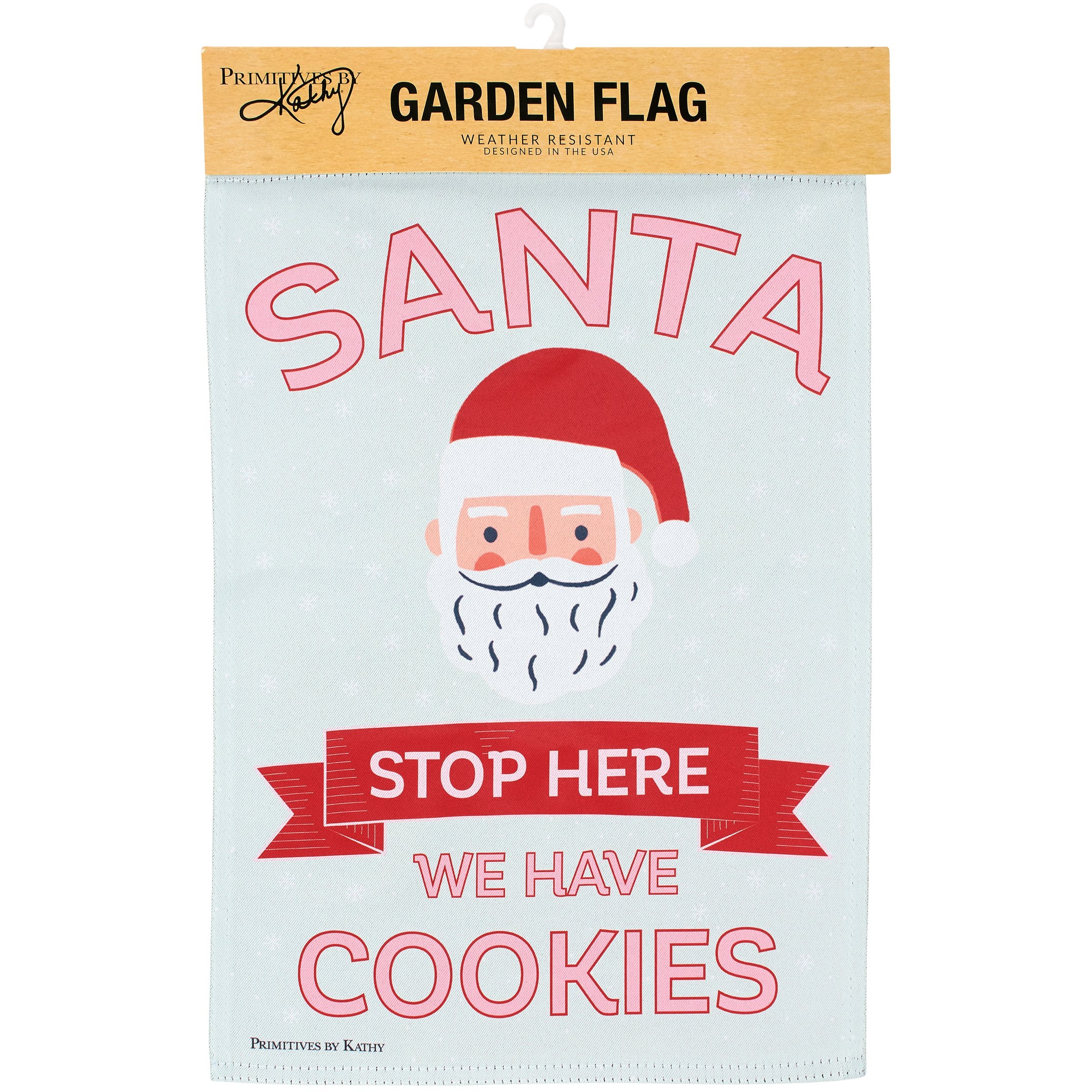 Festive Double-Sided Santa Stop Here We Have Cookies Christmas Garden Flag