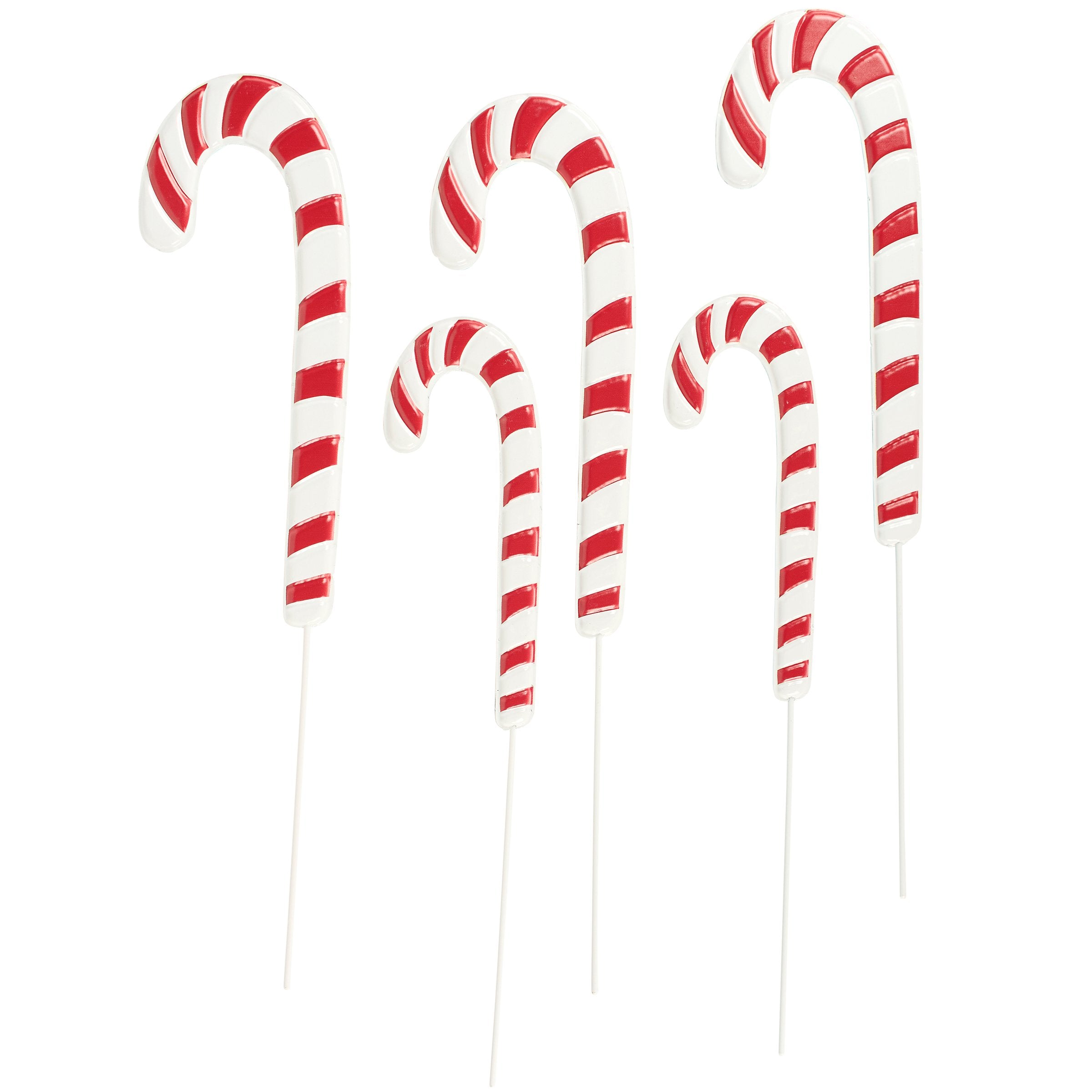 Delightful Metal Candy Cane Garden Picks Set - Festive Christmas Yard Decor