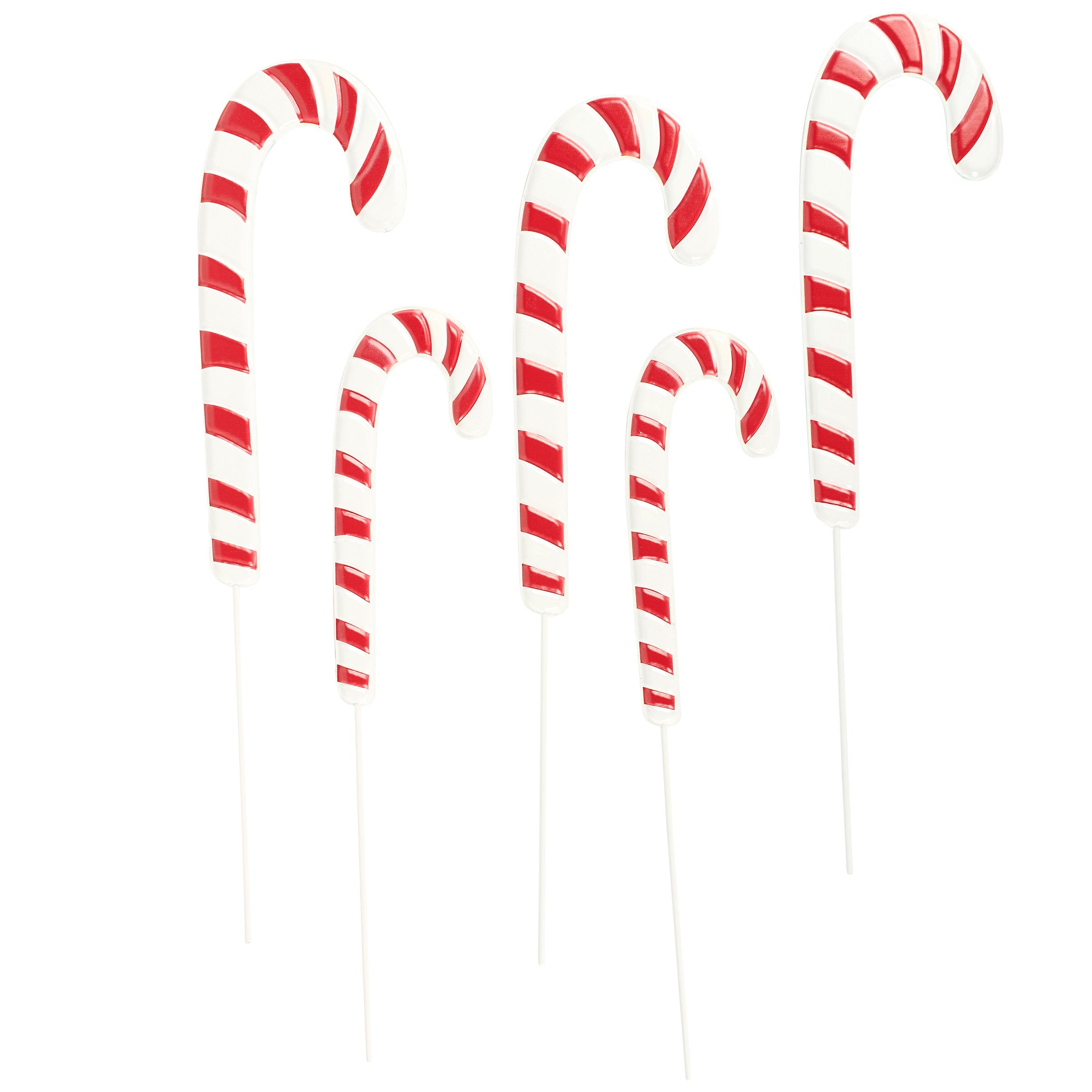 Delightful Metal Candy Cane Garden Picks Set - Festive Christmas Yard Decor