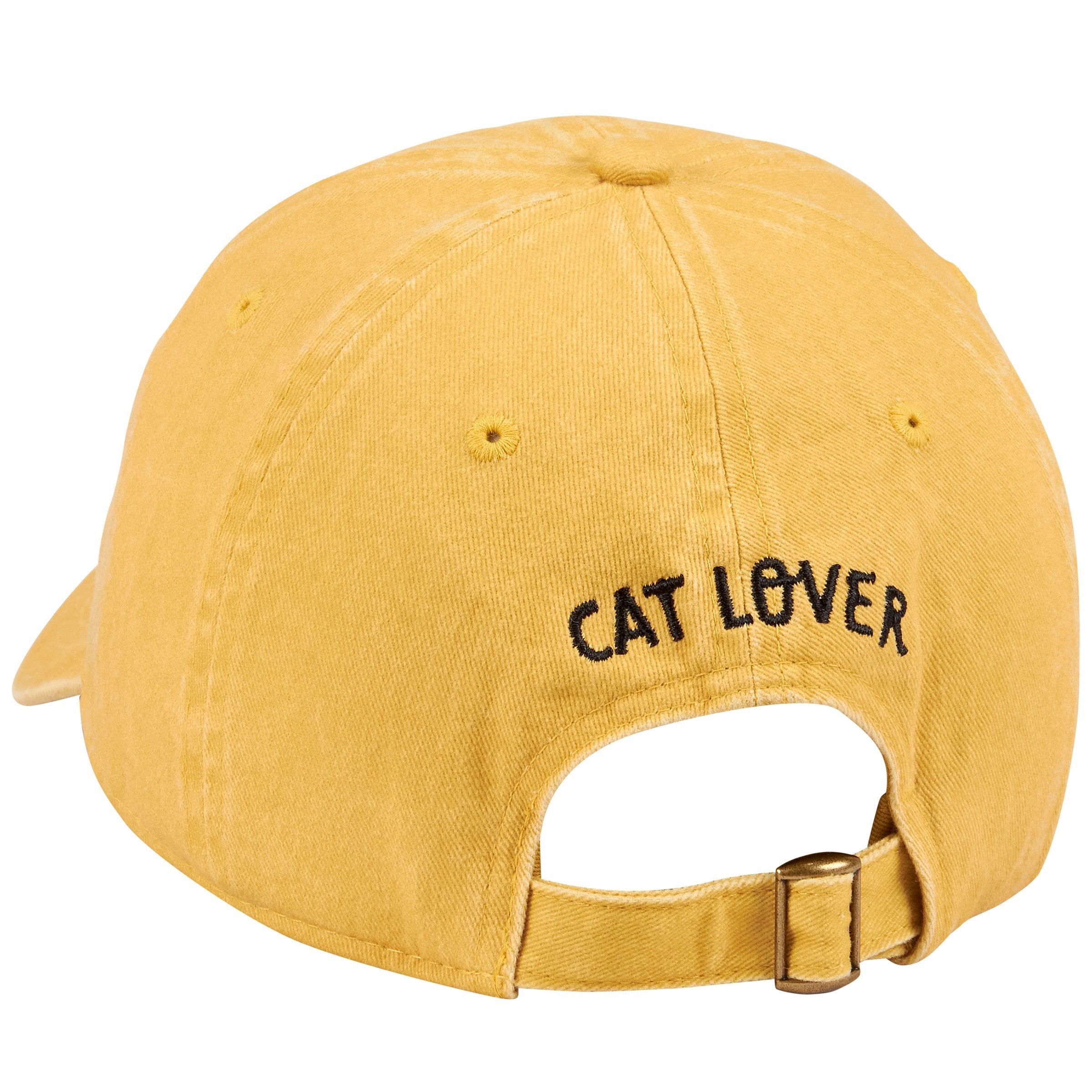 Golden Yellow Cat Lover Baseball Cap - Embroidered Feline Silhouettes - Adjustable Fit