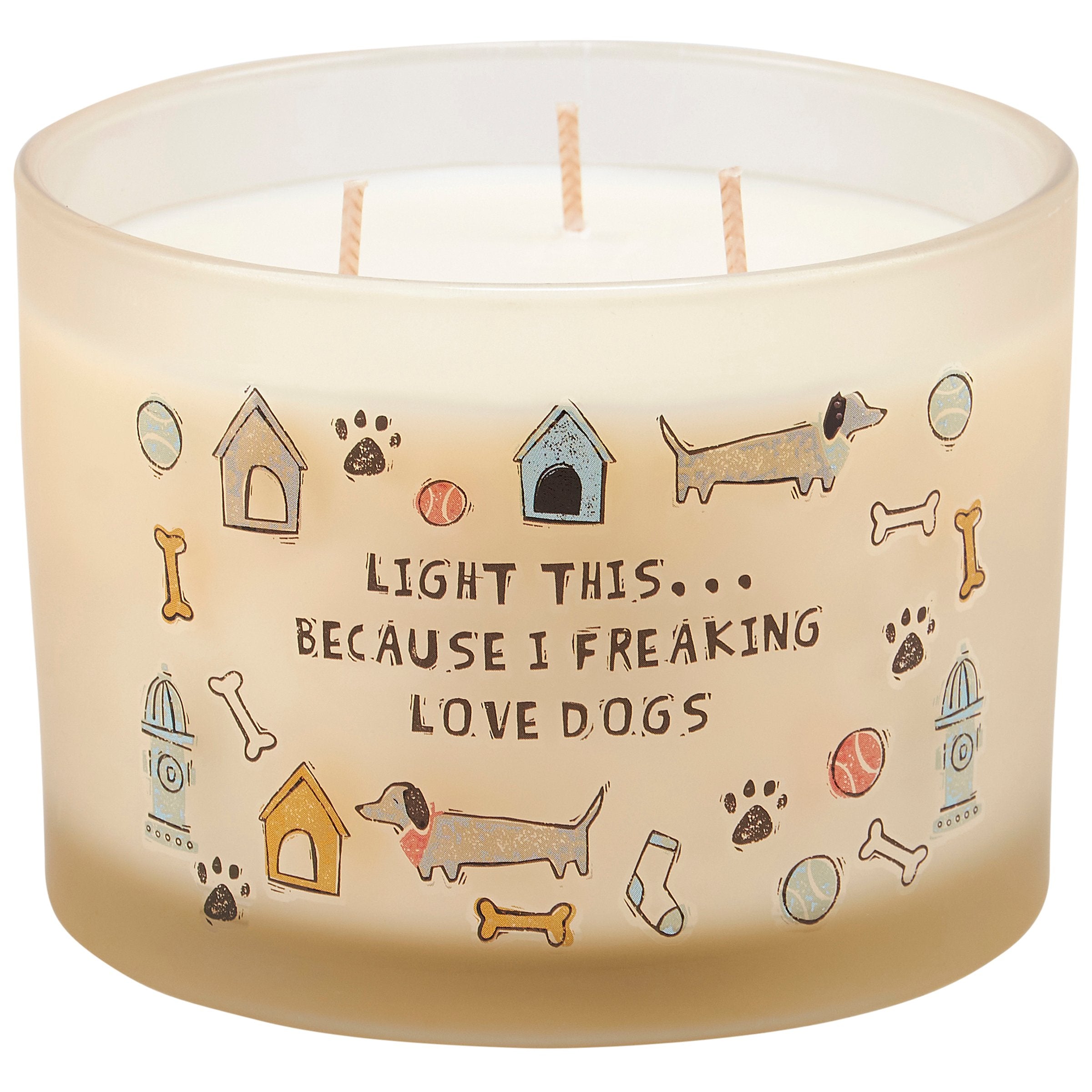 Frosted Glass Love Dogs Candle with Eucalyptus Scent and 3 Wicks